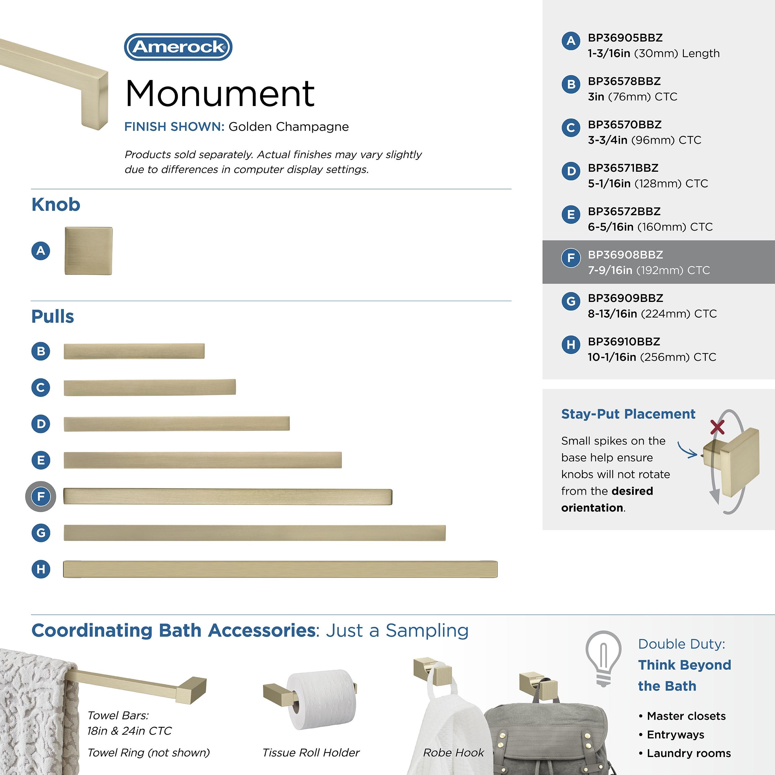 Monument 7-9/16 inch (192mm) Center-to-Center Polished Nickel Cabinet Pull
