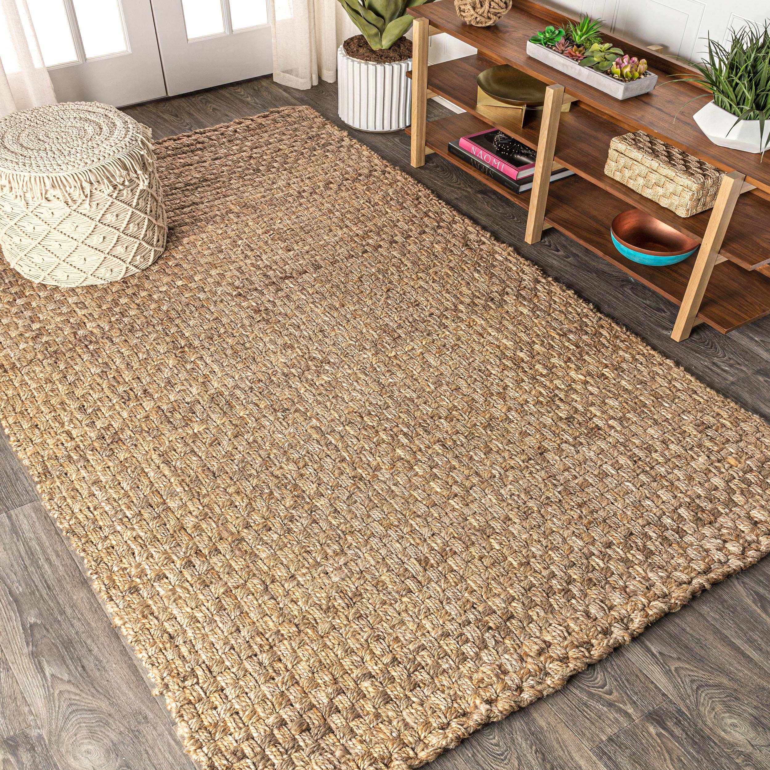 5'x8' Estera Hand Woven Boucle Chunky Jute Area Rug, Natural - JONATHAN Y