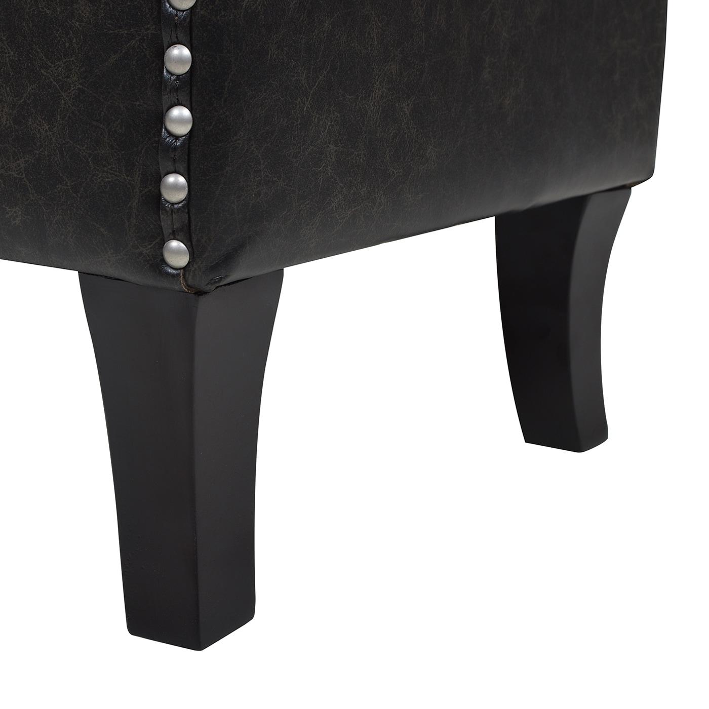 Kathy Roll Arm Entryway Accent Bench Vintage Black Brown Faux Leather