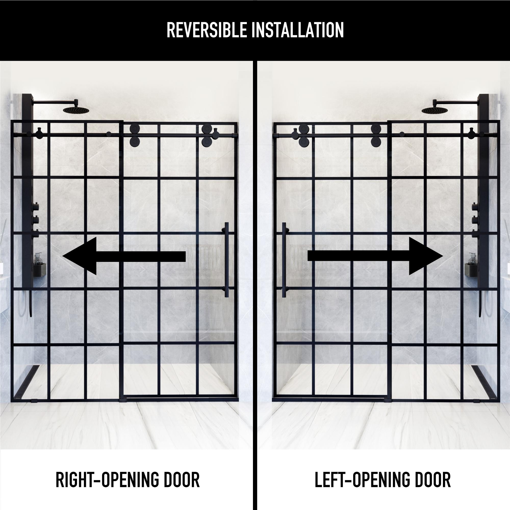 Elan 56-60" W x 74" H Sliding Frameless Shower Door with 3/8" Grid Clear Glass