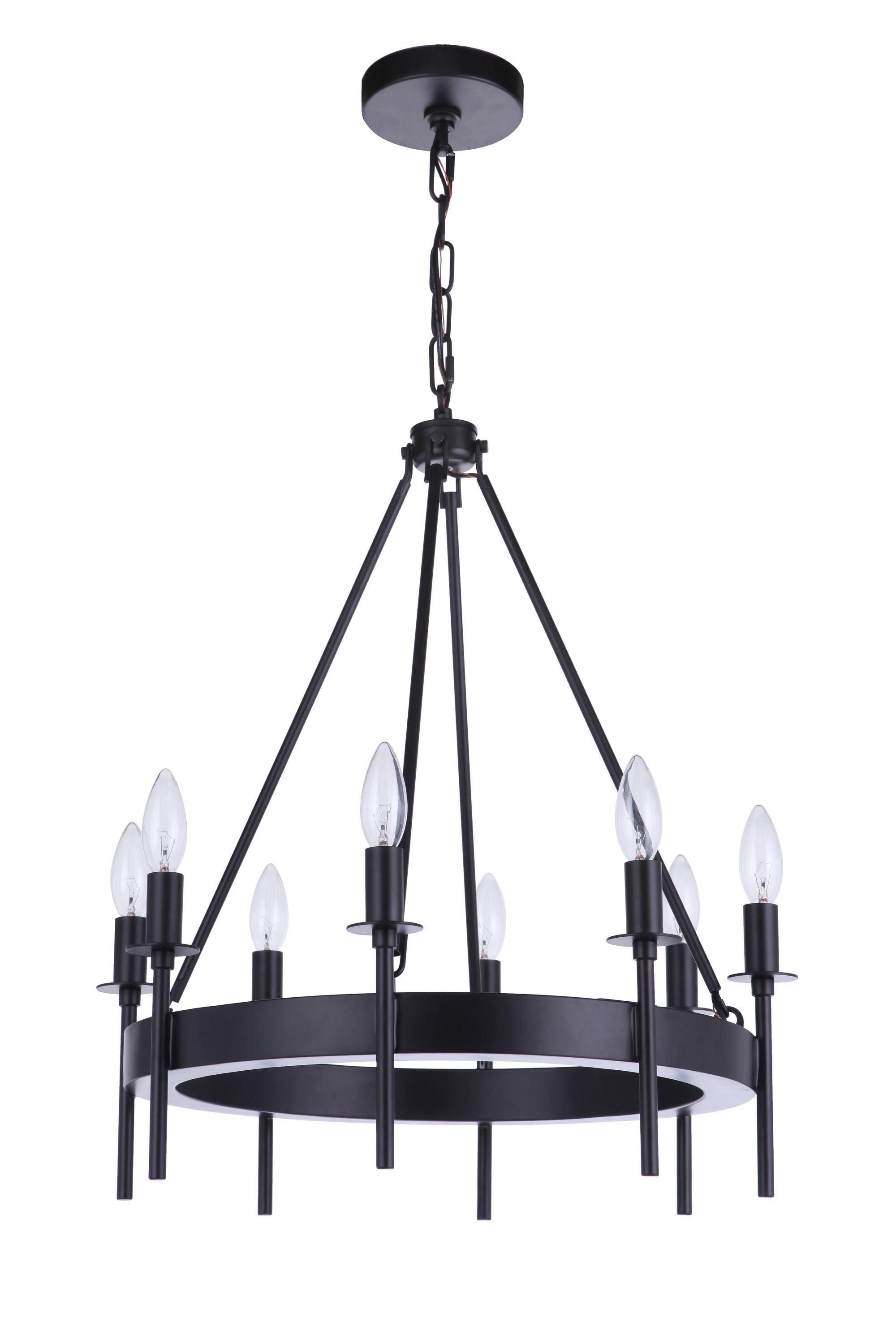 54328-FB-Craftmade Lighting-Larrson - 8 Light Chandelier-Flat Black Finish    -Traditional Installation