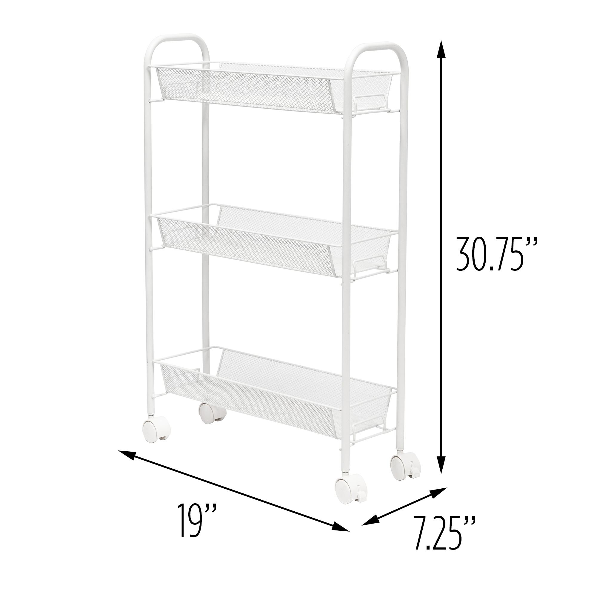 Slim 3-Tier Wire Rolling Storage Cart