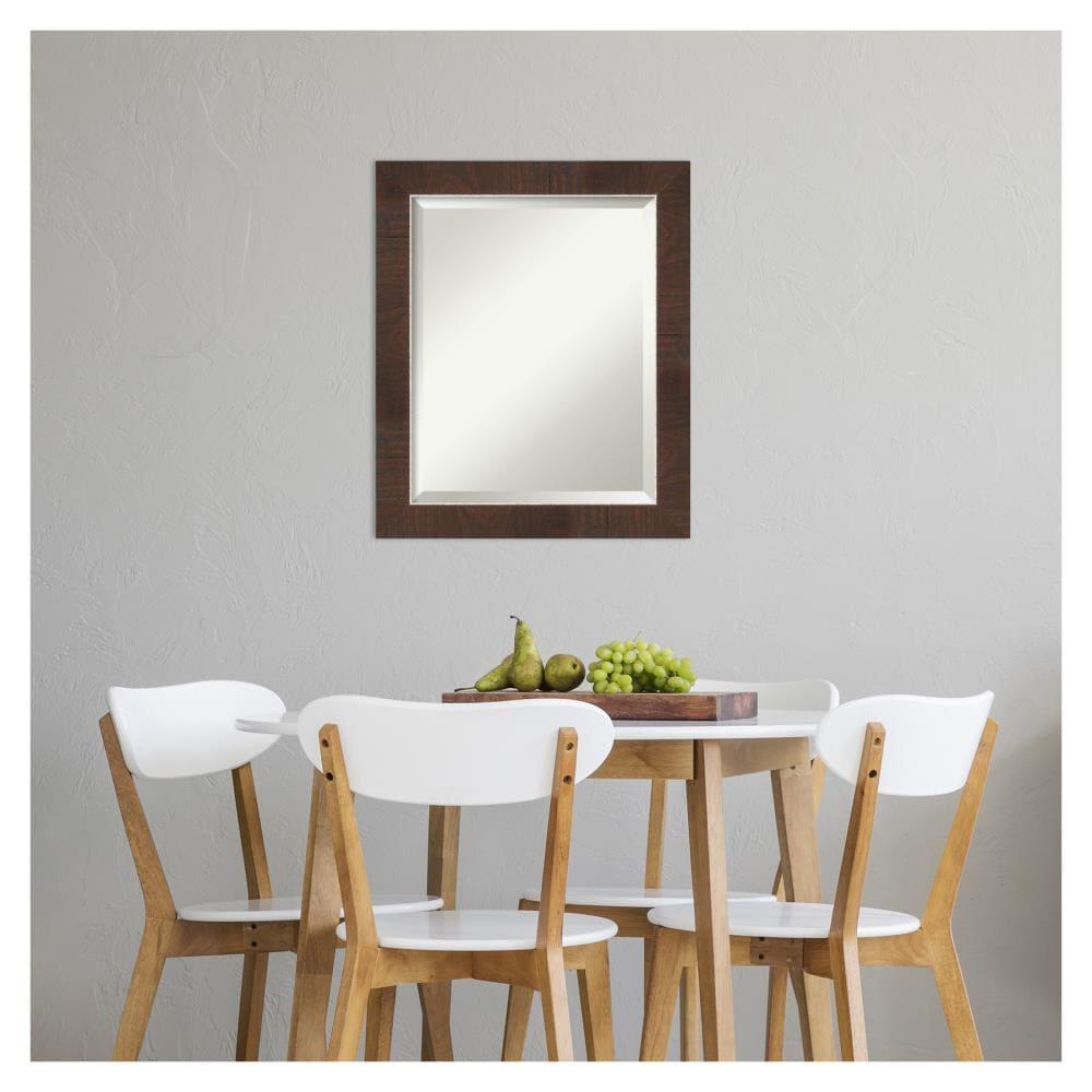 Amanti Art Beveled Bathroom Wall Mirror - Wildwood Brown Frame Wildwood Brown Narrow Outer Size: 19 x 23 in
