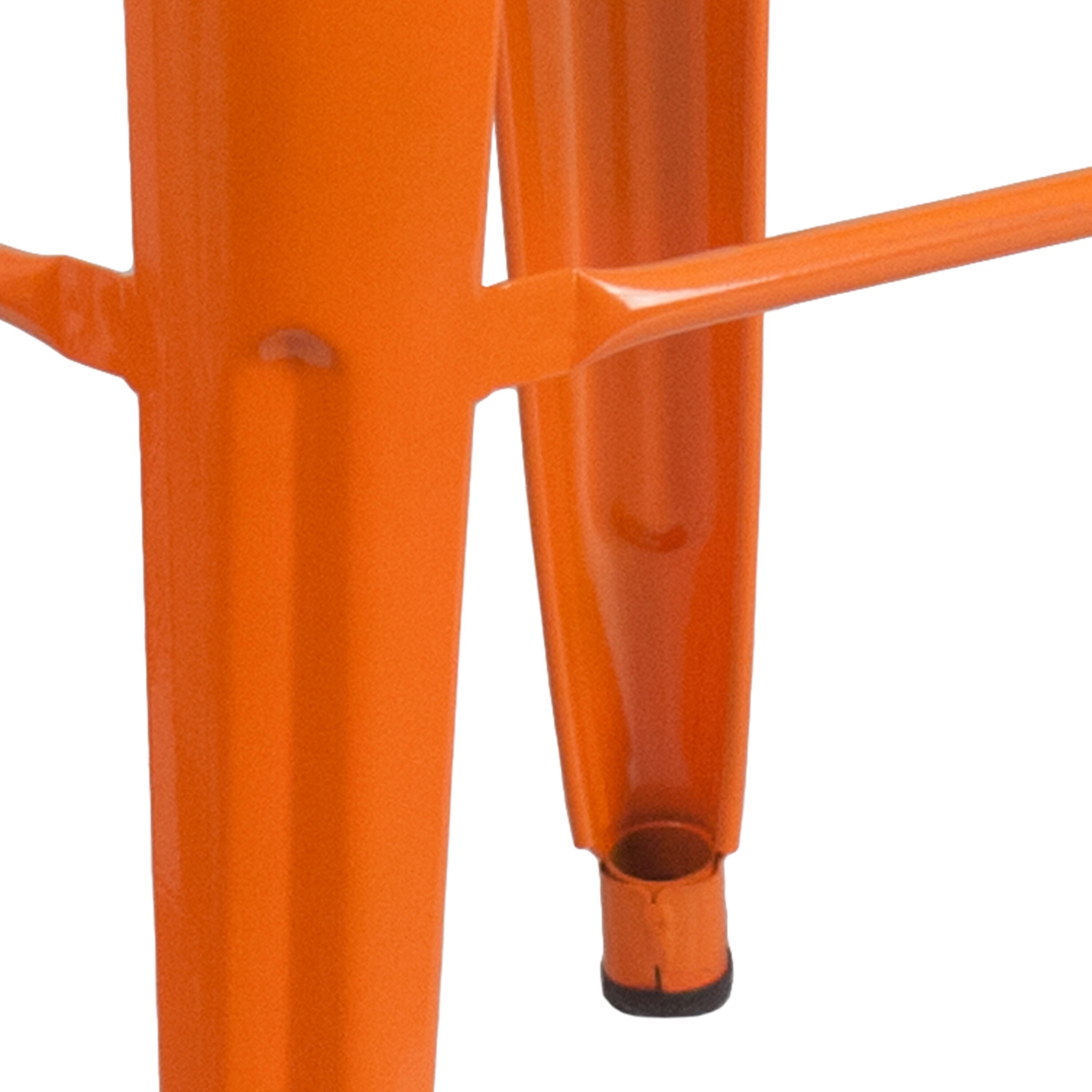 Flash Furniture Commercial Grade 30" High Backless Orange Metal Indoor-Outdoor Barstool with Square Seat