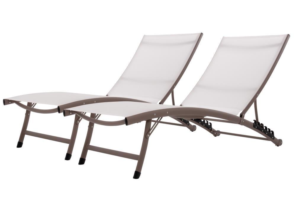 The Hamptons Collection 2 Piece White Aluminium Outdoor Patio Lounge Chair Set 71”