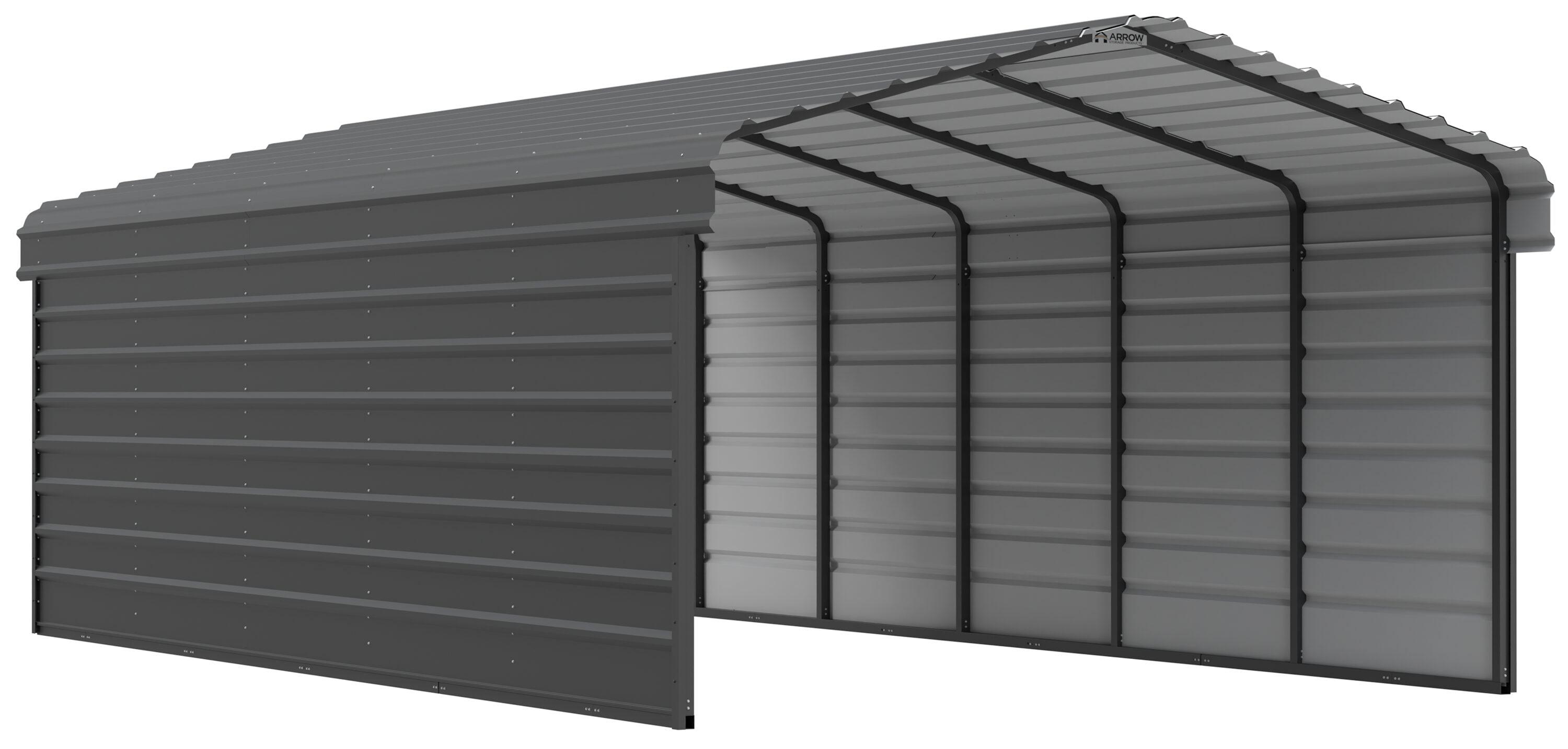 Arrow 24 x 12 ft Eggshell Carport with 2-sided Enclosure