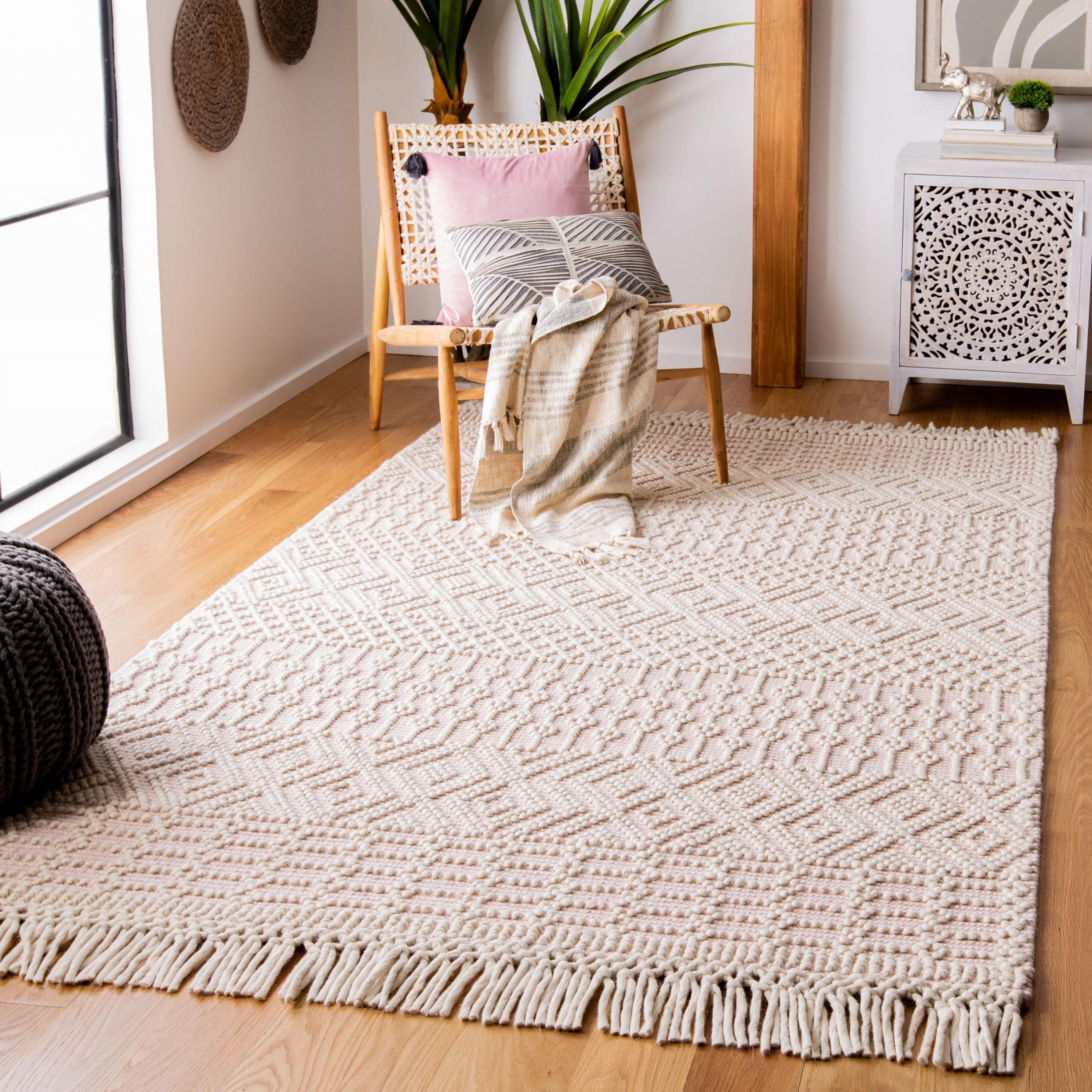 Natura NAT852 Hand Loomed Indoor Area Rug - Ivory/Pink - 9' Round - Safavieh