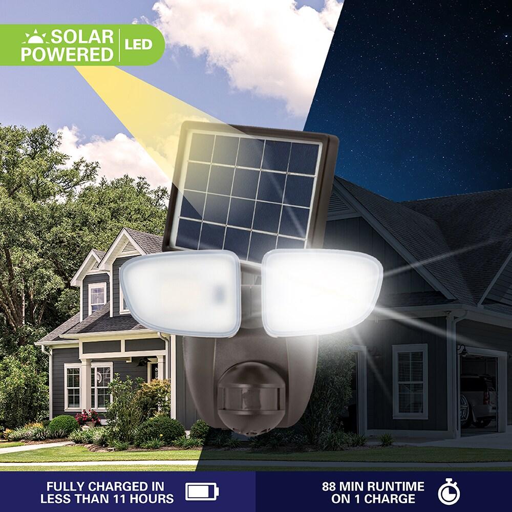 Halo Solar Outdoor LED Twin Head Flood and Security Light 180 Degree Motion Sensor 1000 Lumens