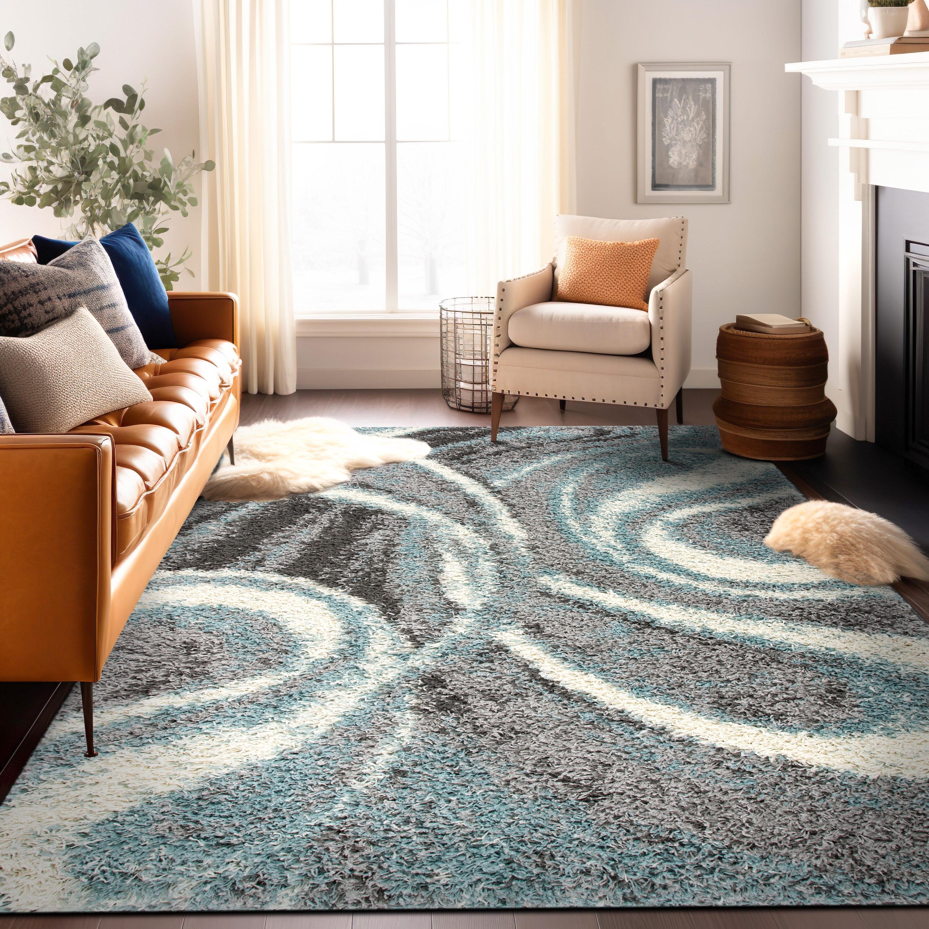 World Rug Gallery Contemporary Cozy Plush Shag Area Rug - Blue 5' x 7'