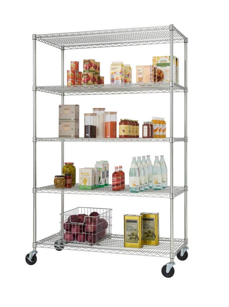 Trinity TRINITY EcoStorage 5-Tier NSF Steel Wire Shelving Unit w/ Wheels (48 in. W x 24 in. D)