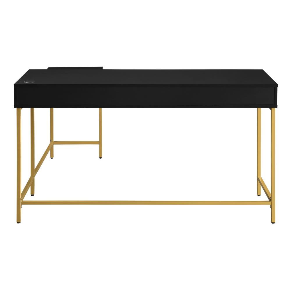 Modern Life L Shaped Desk Black - OSP Home Furnishings: Home Office Furniture with Storage Drawer & Power Tray