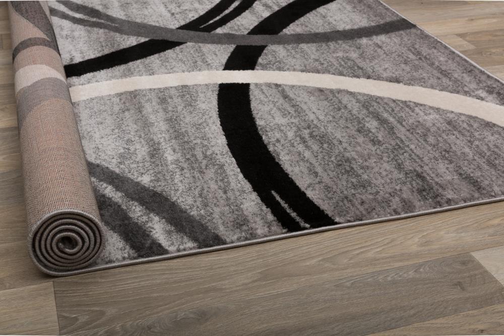 World Rug Gallery Contemporary Abstract Circles Design Gray 2'x10' Runner Rug