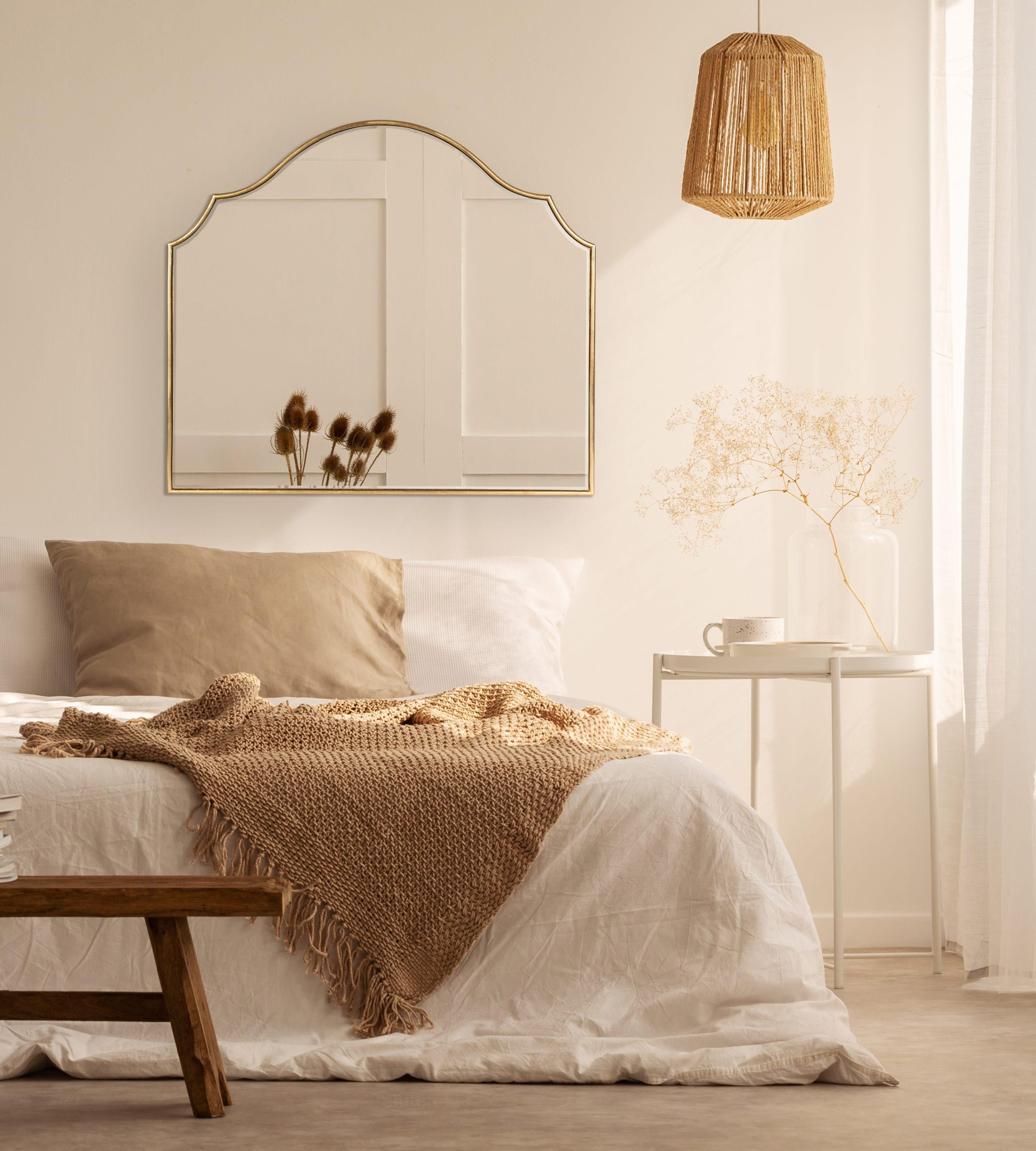 Kate and Laurel Leanna Glam Horizontal Wall Mirror, 27.5 x 31.5, Gold, Sophisticated Large Mirror for Wall