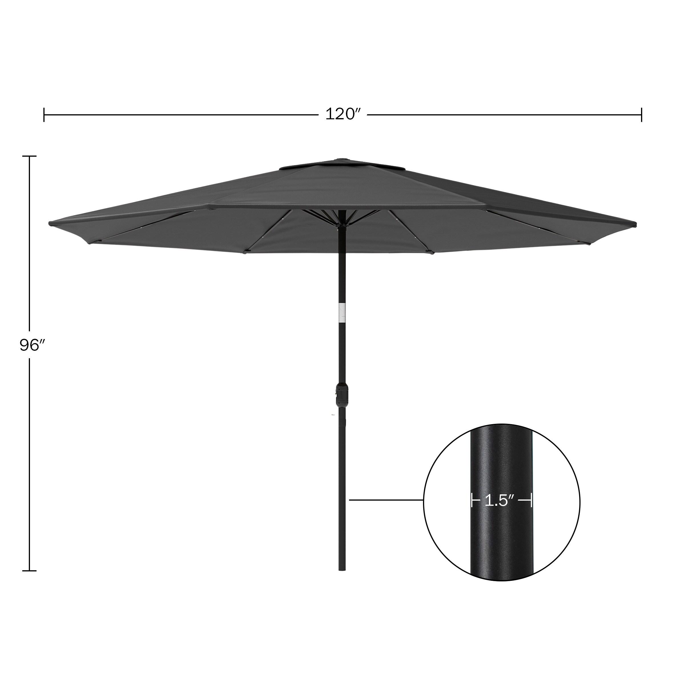 Pure Garden 10' Octagon Outdoor Patio Market Umbrella: Solar LED, Water-Resistant, Steel Frame