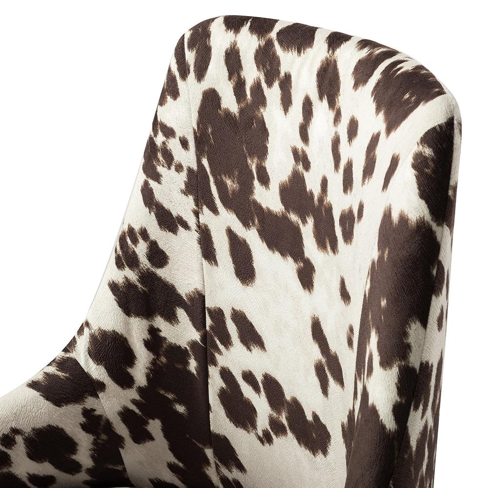 Ergonomic Swivel Task Chair in Cowhide Fabric with Metal Base