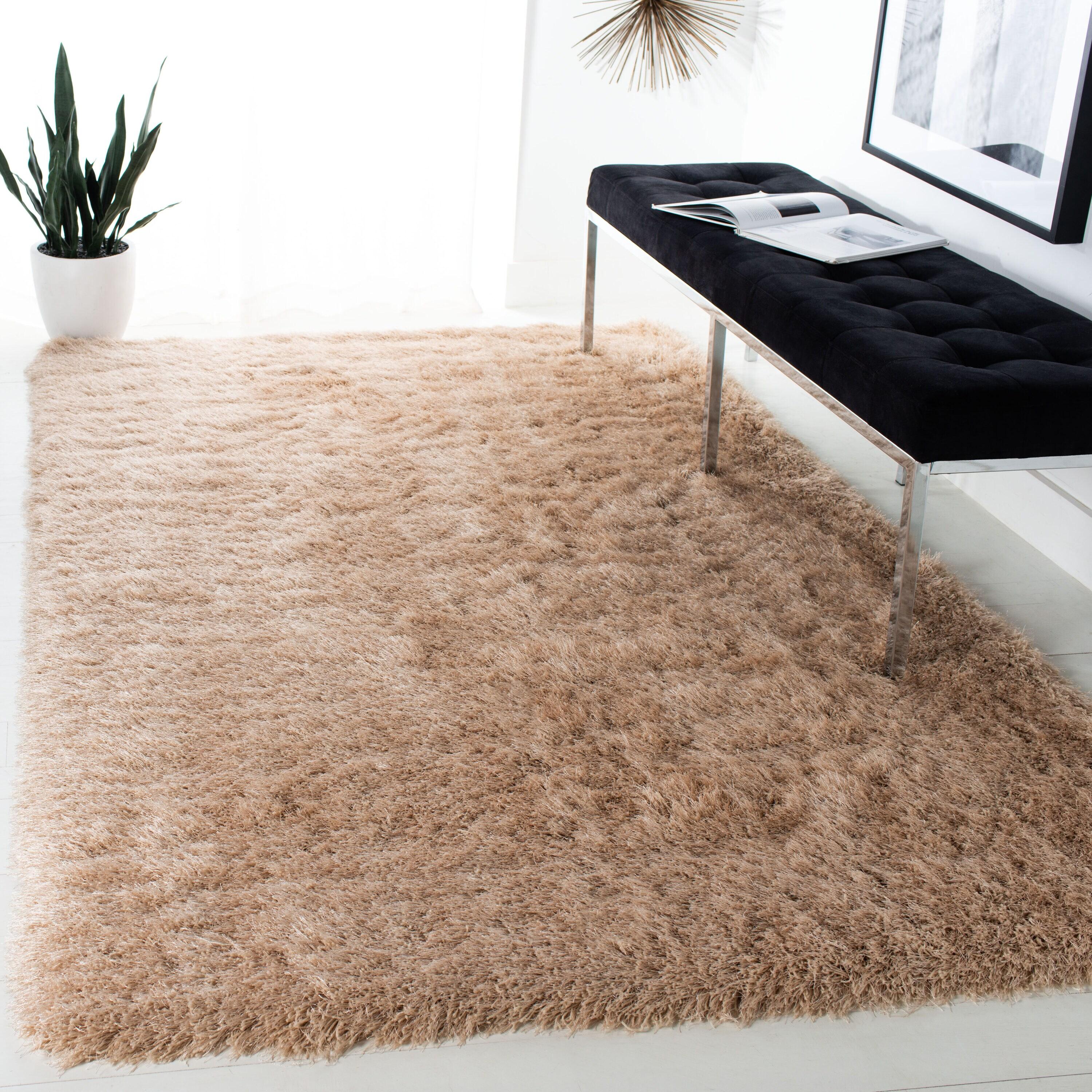 Venice Shag SG256 Hand Tufted Indoor Accent Rug - Champagne - 4'x4' - Safavieh