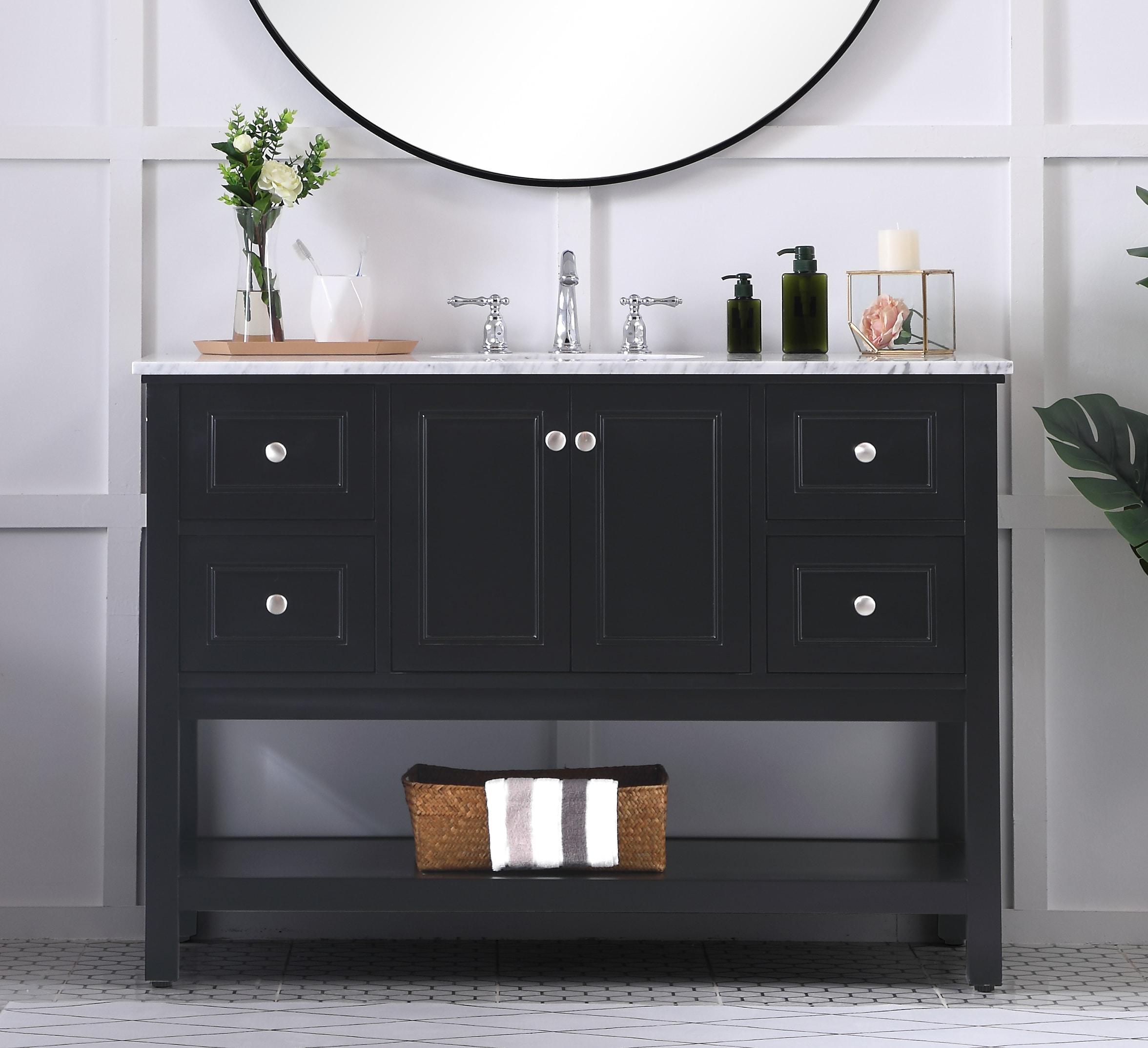 Elegant Decor Metropolis 48" Single Marble Top Bathroom Vanity in Black
