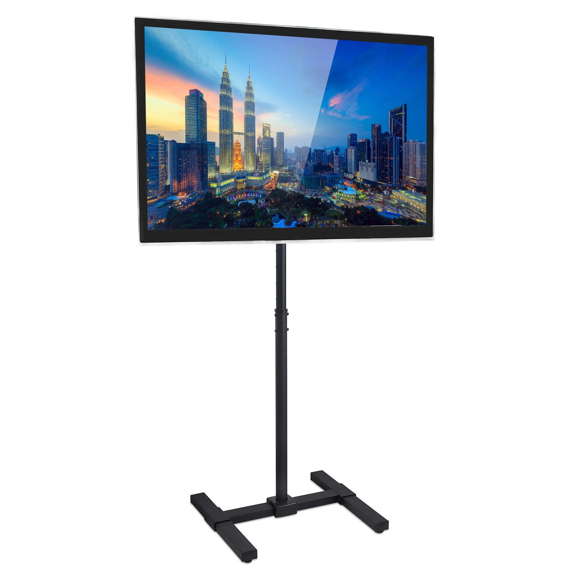 Mount-It! Height Adjustable TV Floor Stand | Universal Pedestal TV Stand For 13 - 42 Inch Screens | For Indoor and Outdoor Portable TV Mount | Black