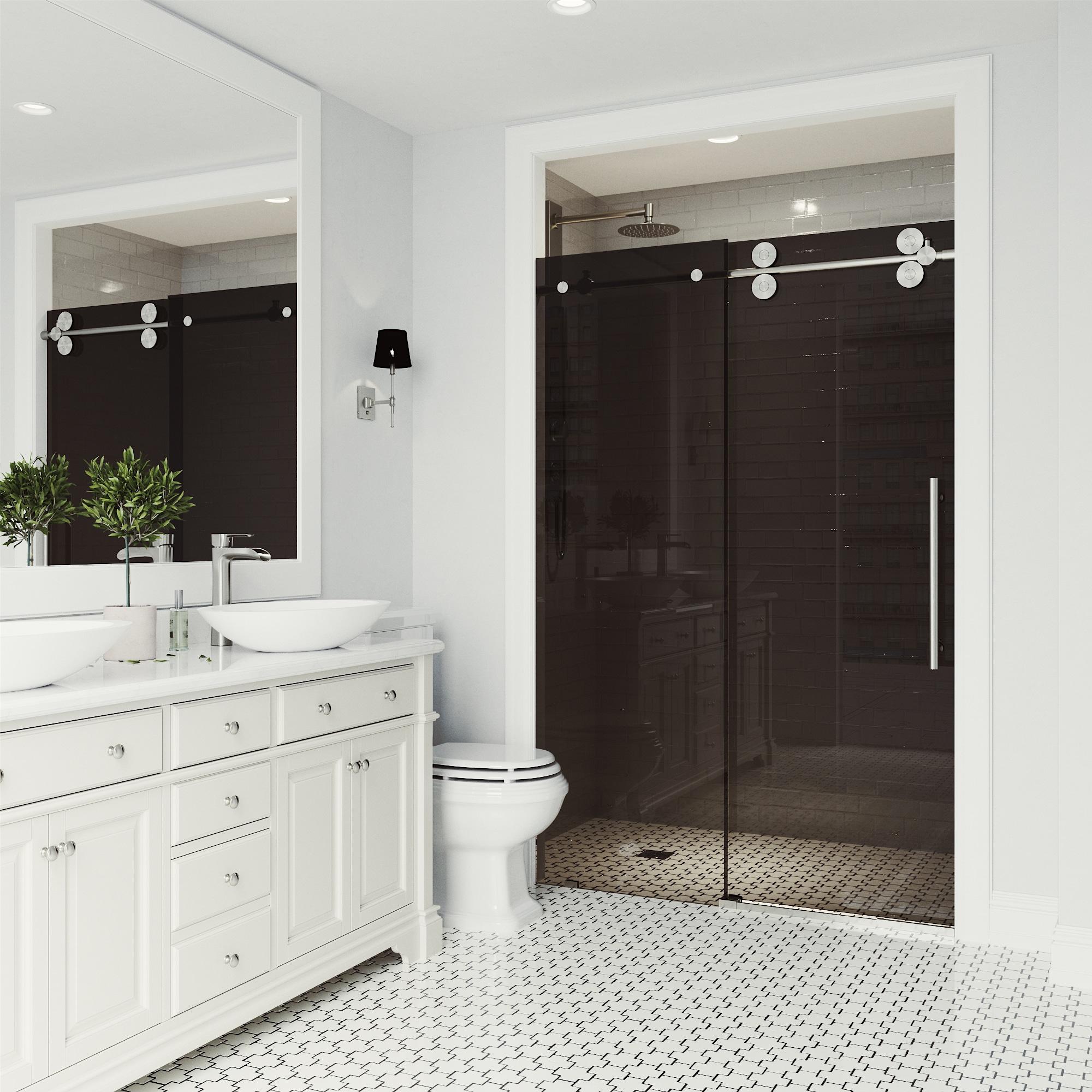 Elan 68-72" W x 74" H Sliding Frameless Shower Door with 3/8" Tinted Glass