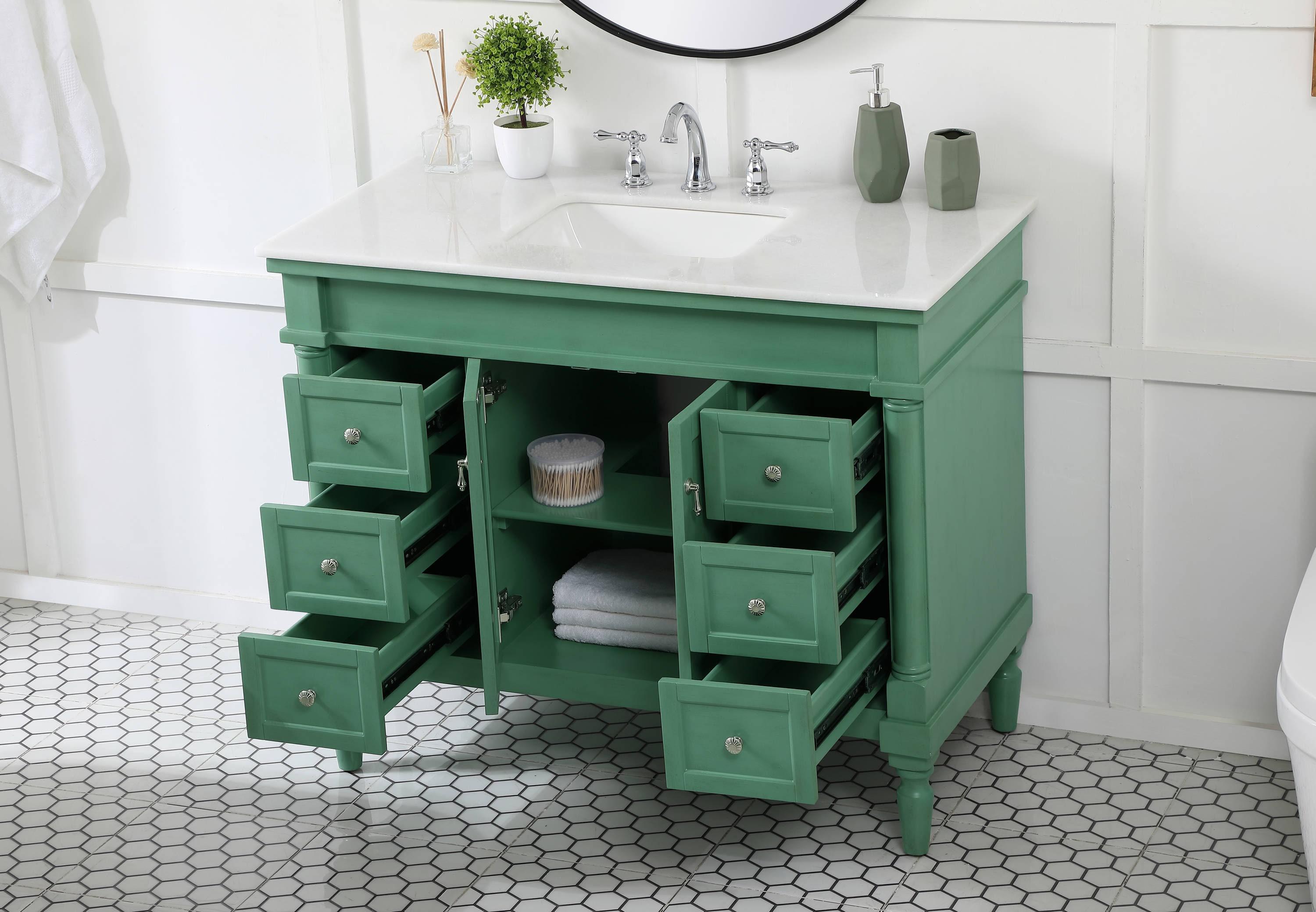 Elegant Decor Lexington 42" Solid Wood Single Bathroom Vanity in Vintage Mint