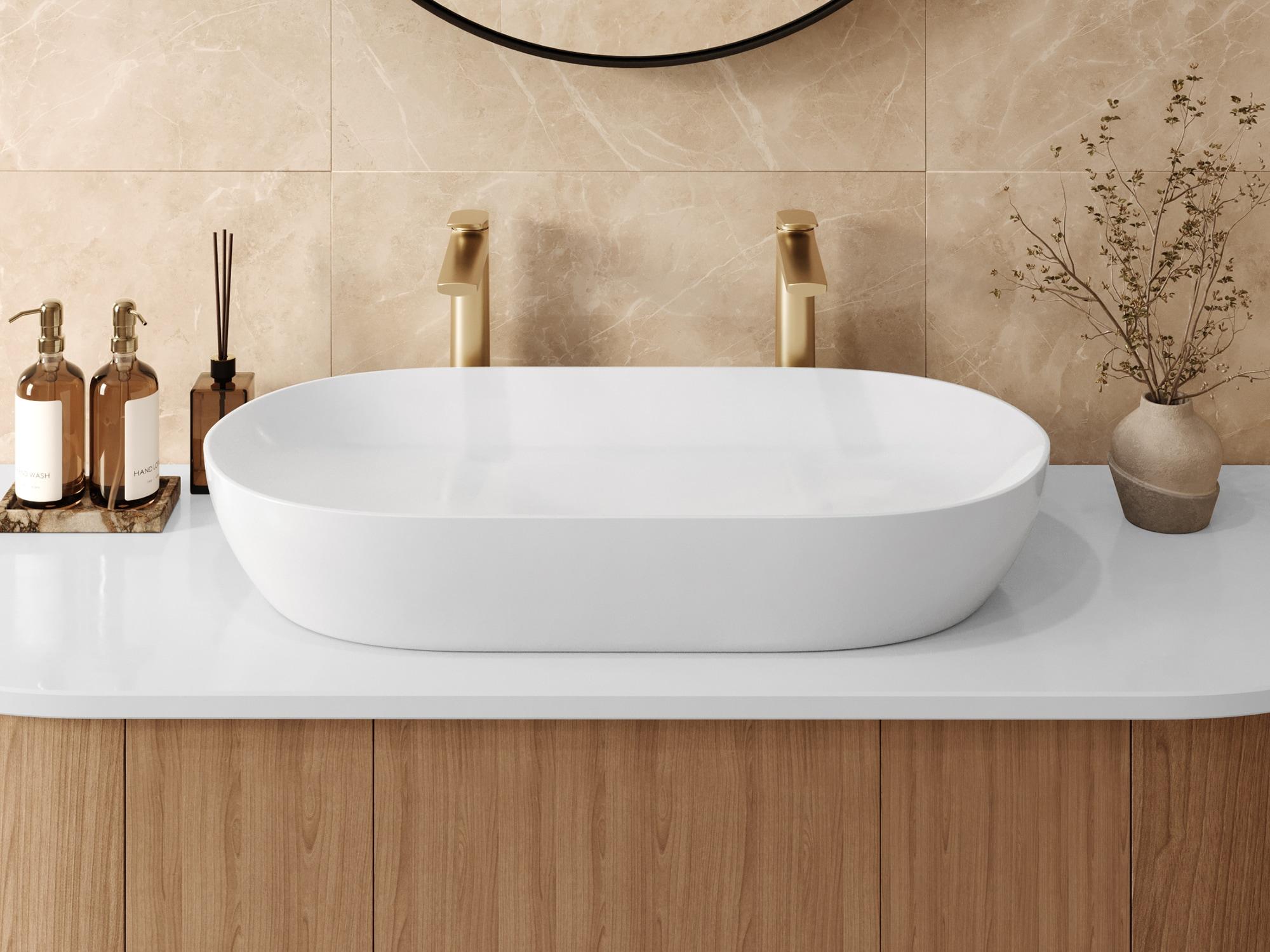 Ruvati RVB0432 Ruvati inch Bathroom Vessel Sink White Oval Above Counter Vanity Porcelain Ceramic