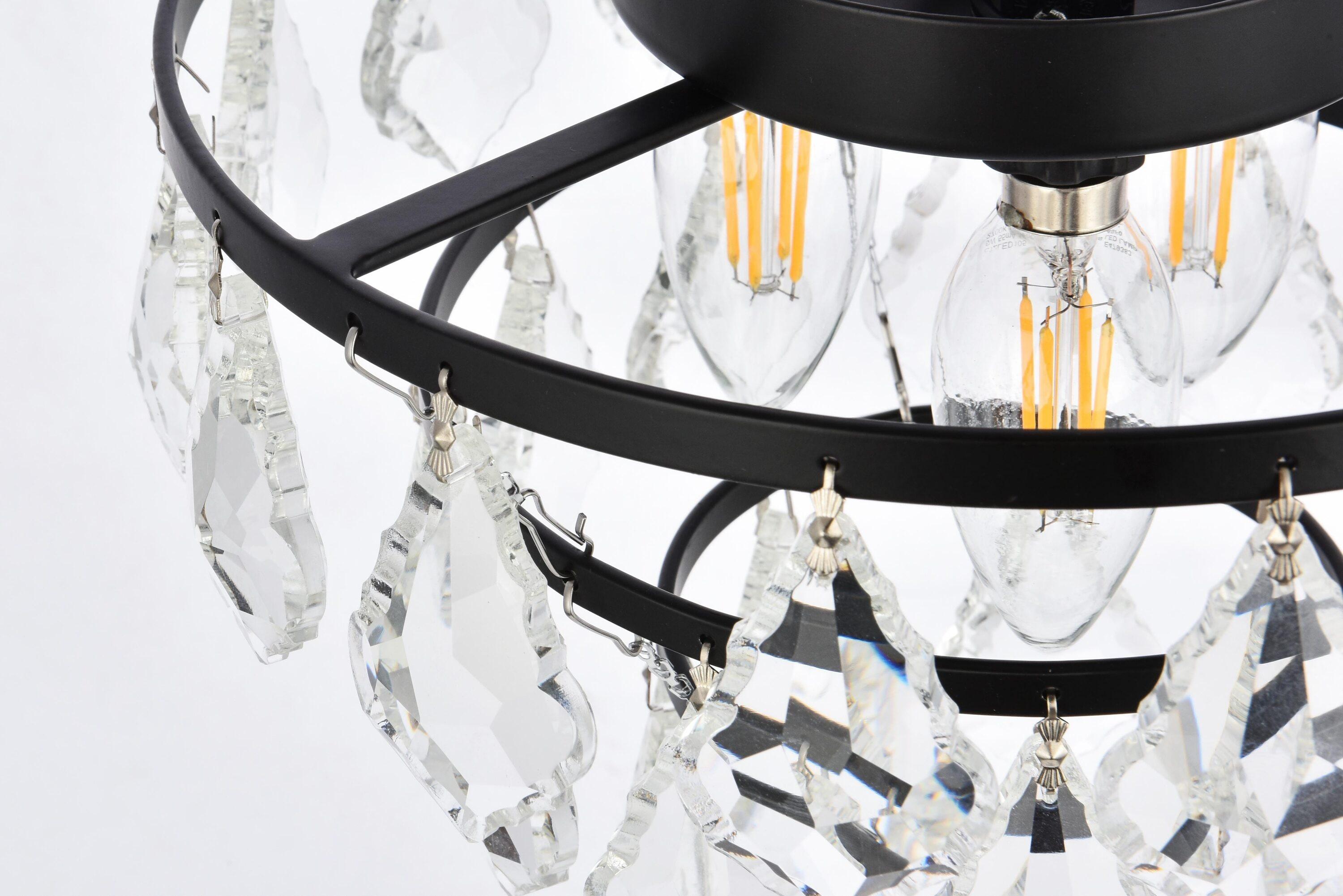 Elegant Lighting Ella 3 - Light Flush Mount in  Black
