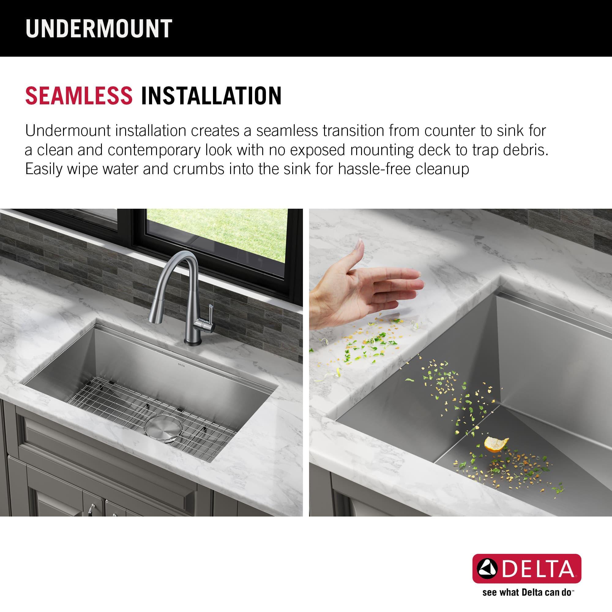 Delta Rivet™ 30" L Workstation Kitchen Sink Undermount 16 Gauge Stainless Steel Single Bowl