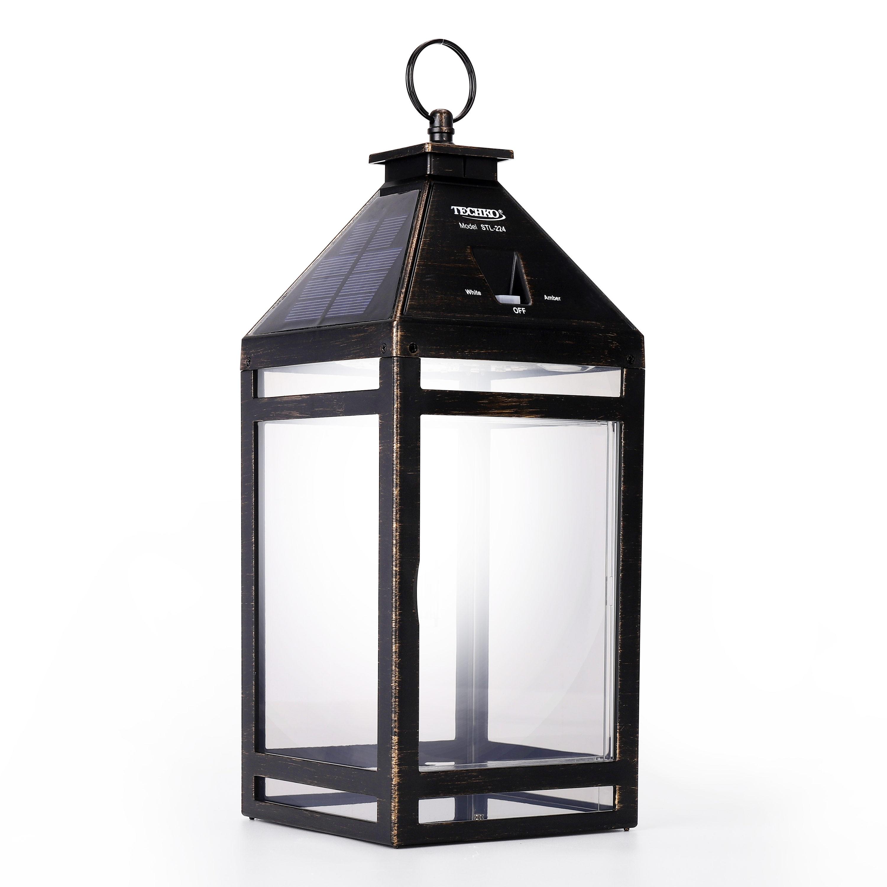 Techko 12.88 Outdoor Vintage Solar LED Lantern with Auto Dawn-to-Dusk Sensor