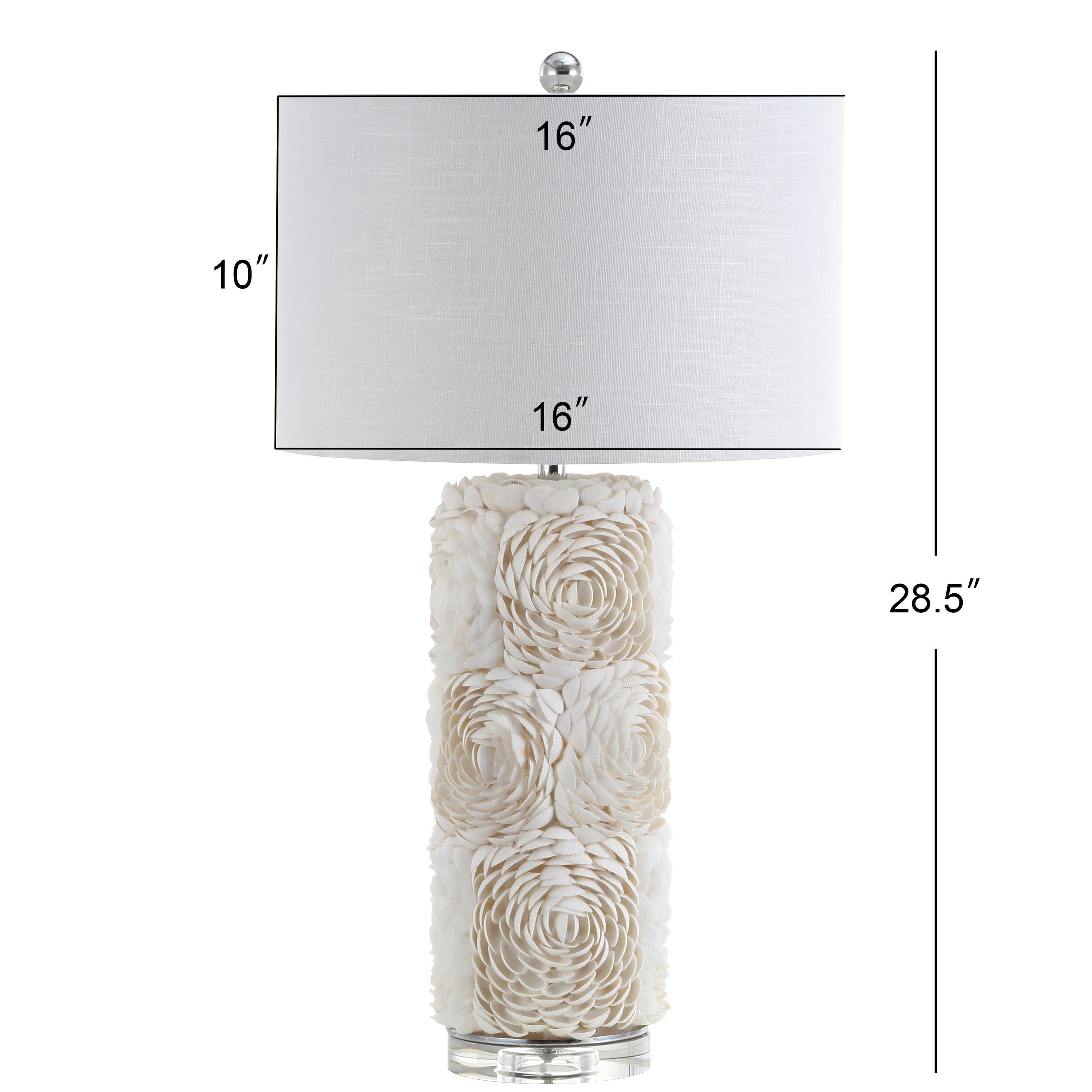JONATHAN Y Rosette 28.5" Seashell/Resin/Crystal LED Table Lamp, Cream