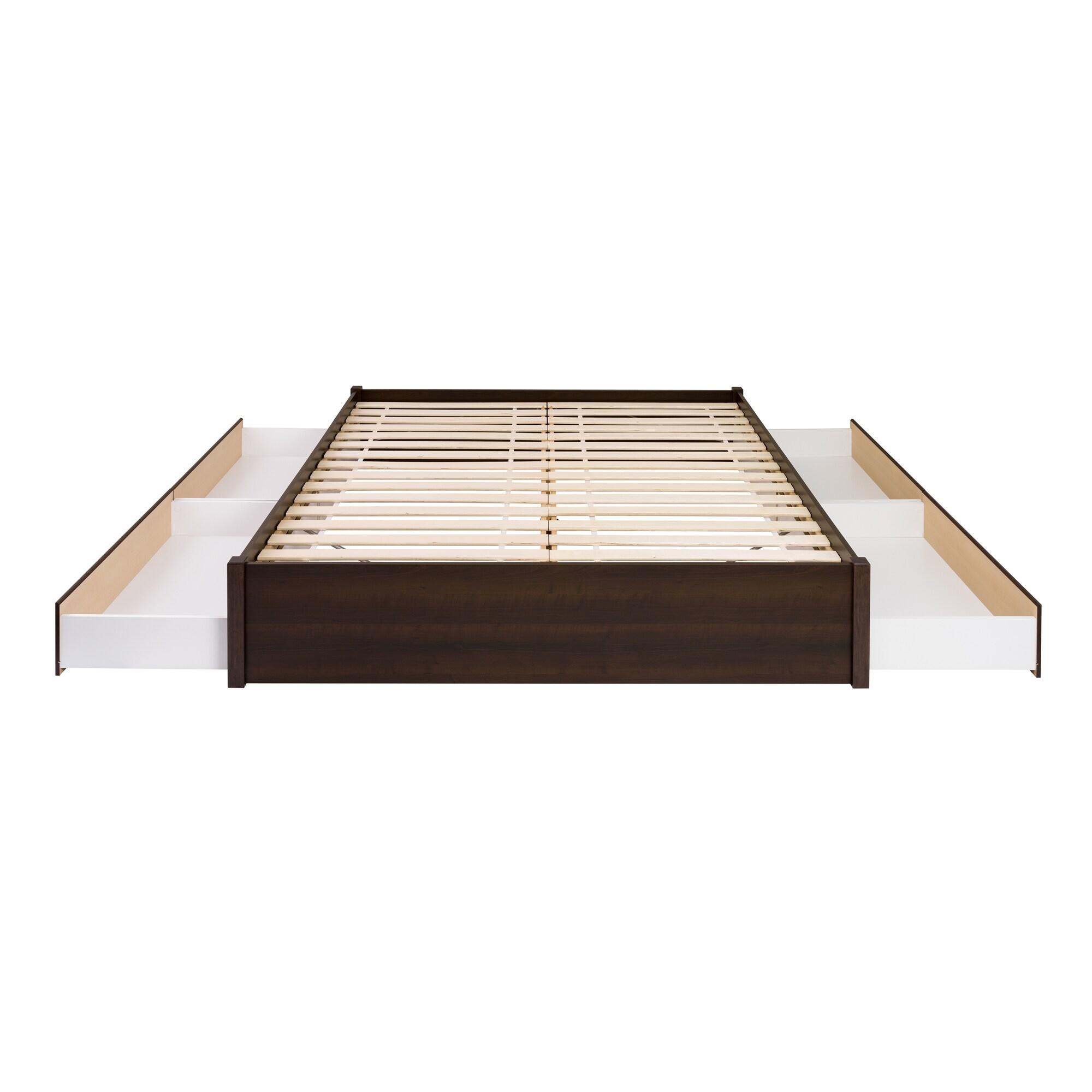 King Select 4-Post Platform Bed with 4 Drawers Espresso Brown - Prepac: Particle Board & MDF Construction, No Box Spring Needed