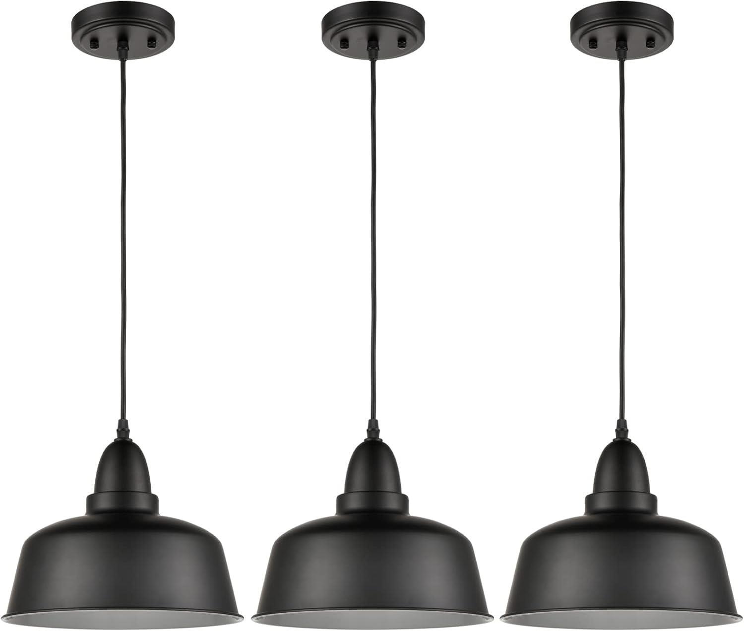 Matte Black Pendant Light 3 Pack Industrial Pendant