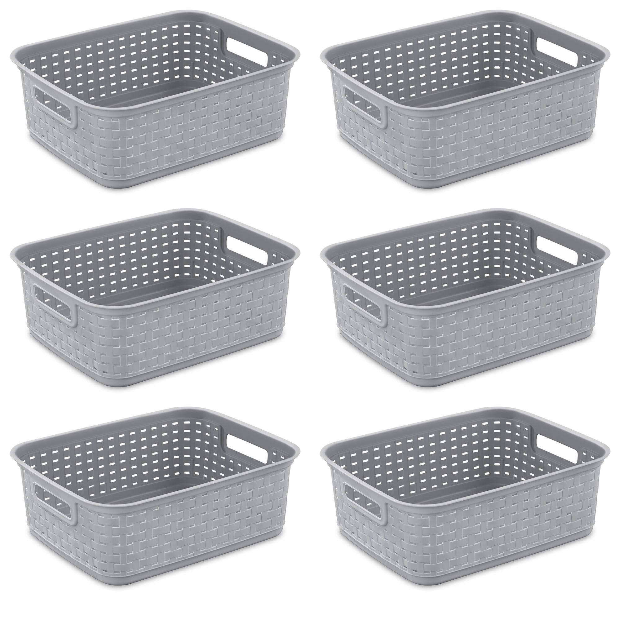 Sterilite Sterilite Short Weave Basket, Decorative Storage Bin, Organize the Closet, Bathroom or Classroom (Set of 6)