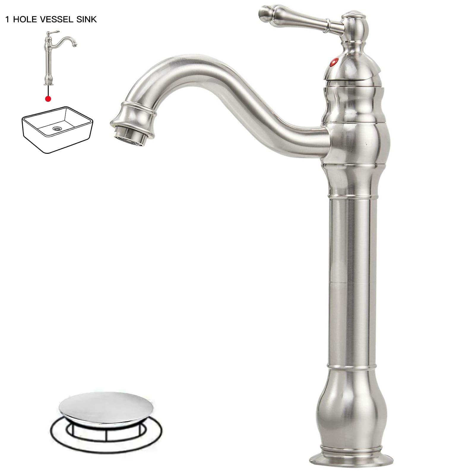 BWE Waterfall Single Hole Single-Handle Vessel Bathroom Faucet With Pop-up Drain Assembly