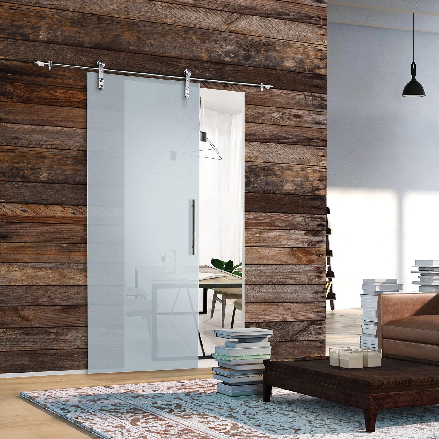 Renin 37'' x 84'' Hollow Glass with Installation Hardware Kit Barn Door