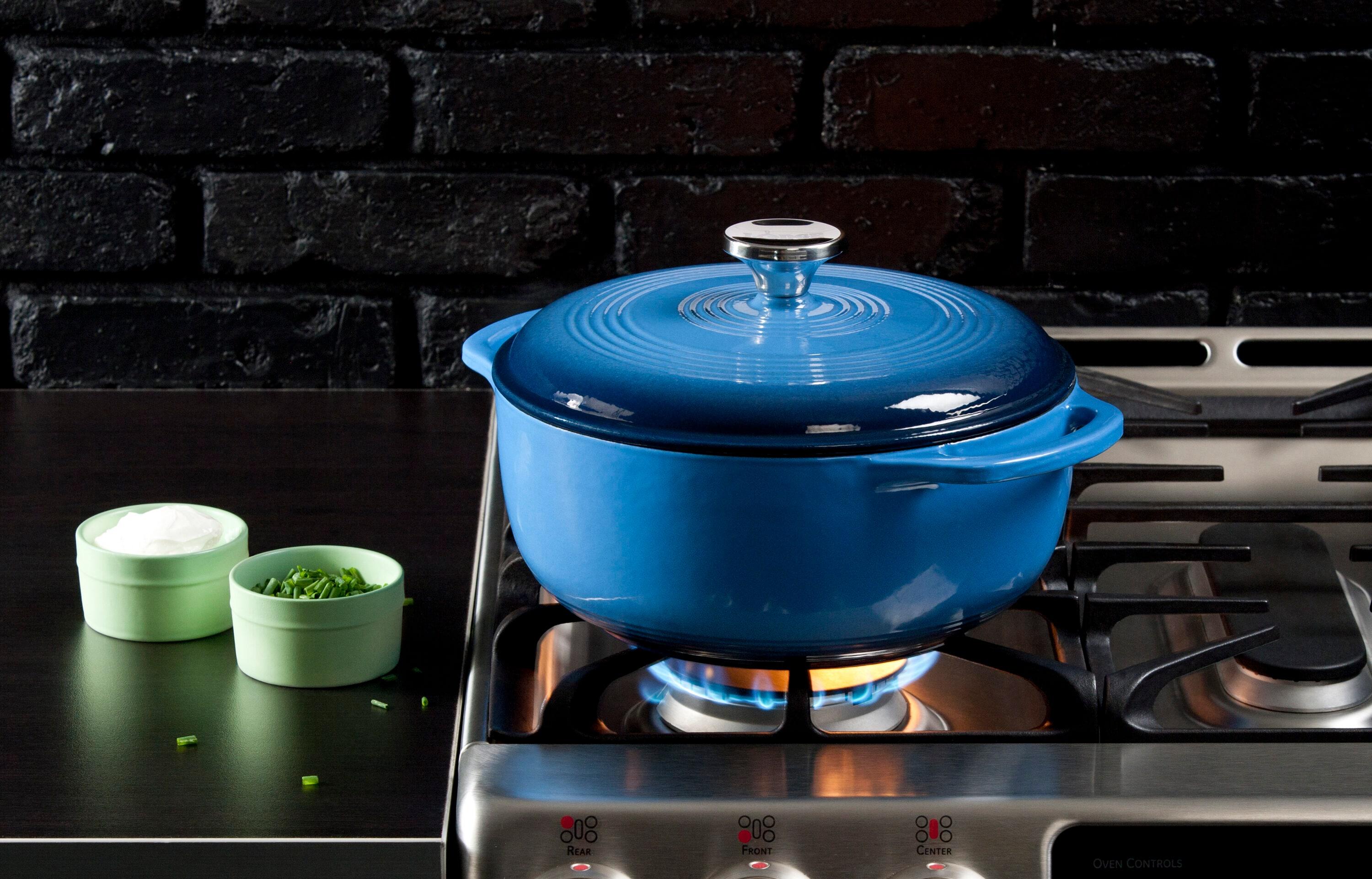 Lodge Cast Iron 4.5 Quart Enameled Dutch Oven, Blue