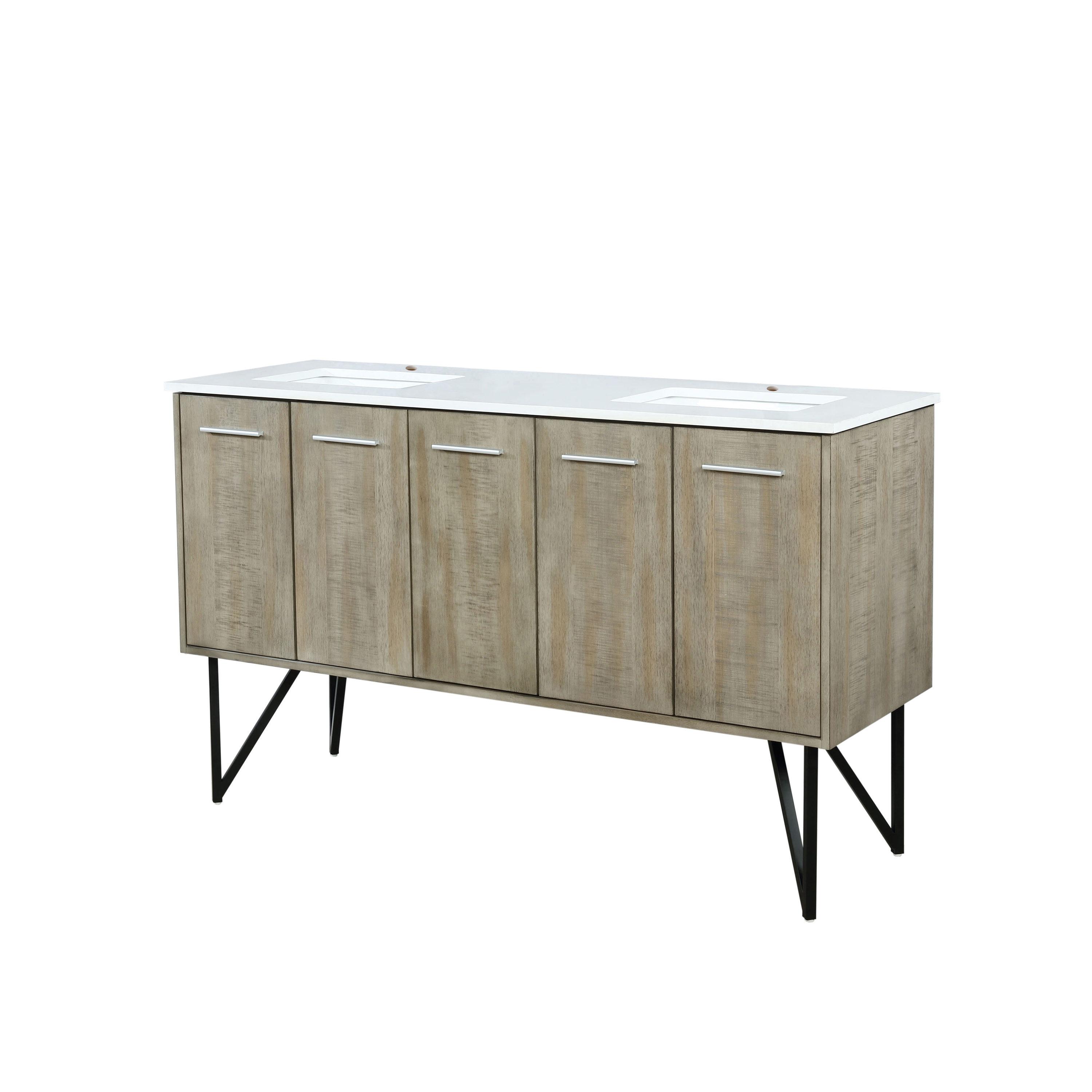 Lancy 60'' Double Bathroom Vanity with Cultured Marble Top