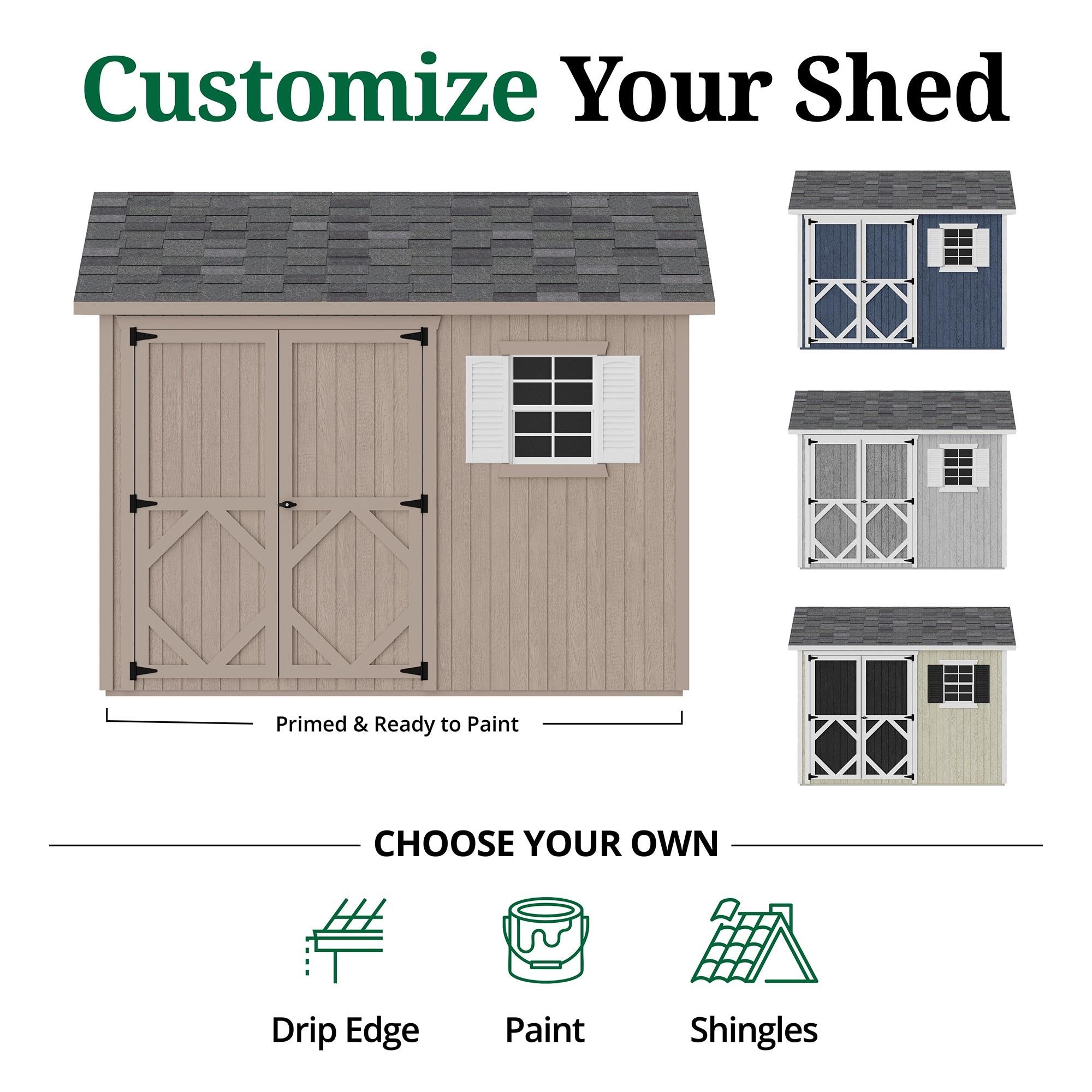 Classic Blue and White 10' x 10' Wooden Storage Shed Kit with Windows