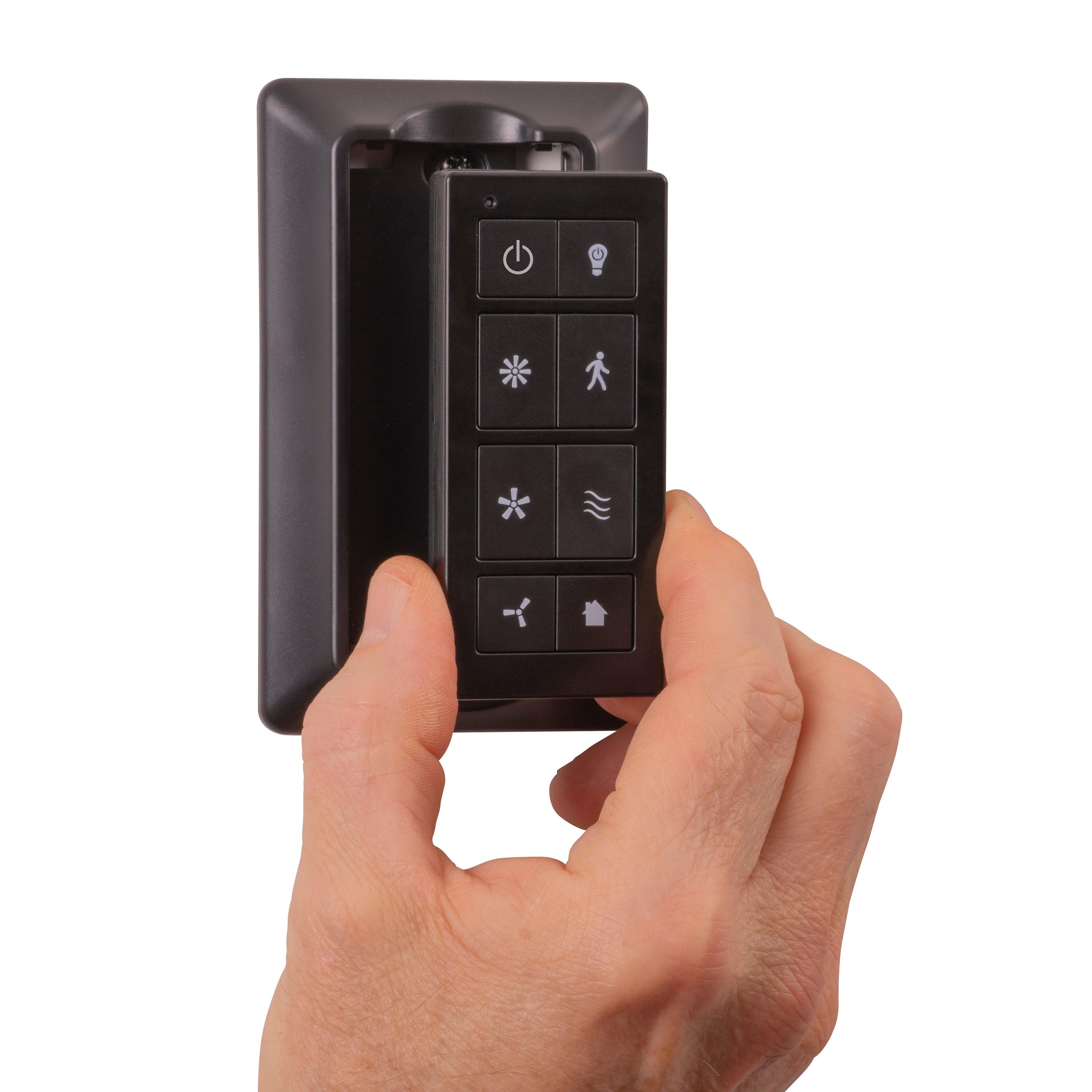 Prominence Home Universal Ceiling Fan Remote Control Kit with Receiver, Wall Dock and Batteries, For Downrod Ceiling Fans ONLY - Model 51487-01 - Black