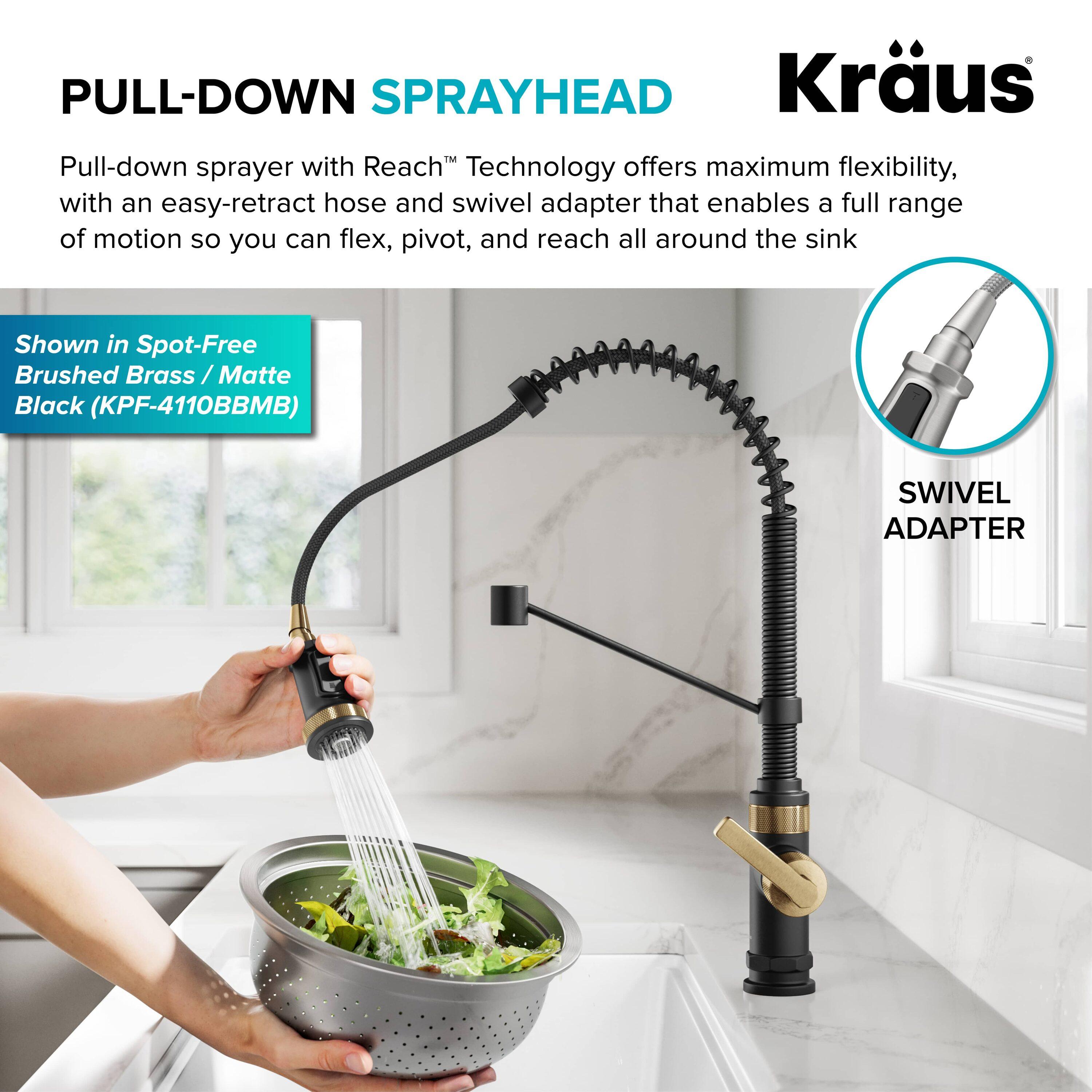 KRAUS Bolden Commercial Style 2-Function Single Handle Pull Down Kitchen Faucet
