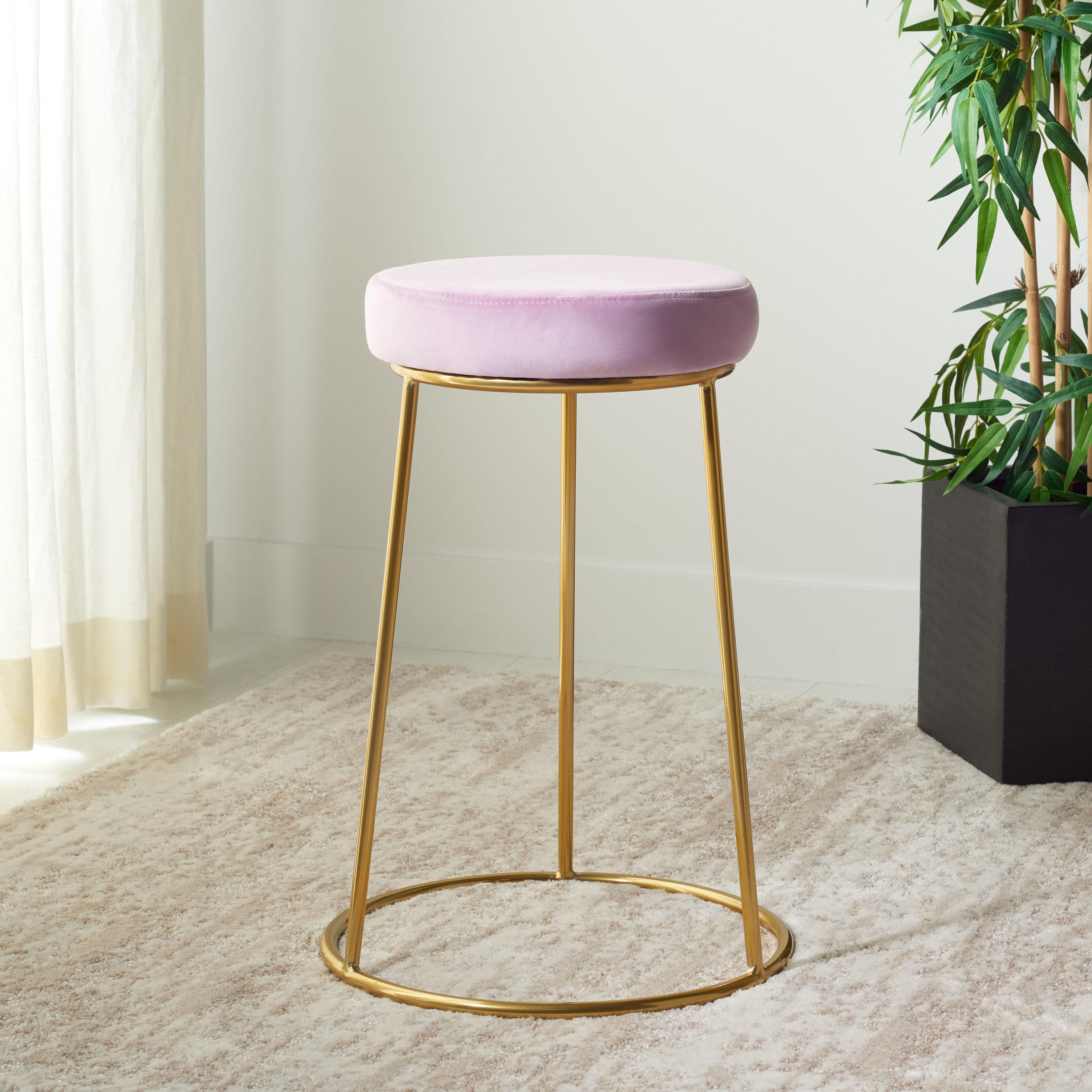 SAFAVIEH Kellie Modern Round Counter Stool, Lilac/Gold (16.9 in. W x 16.9 in. D x 25.5 in. H)