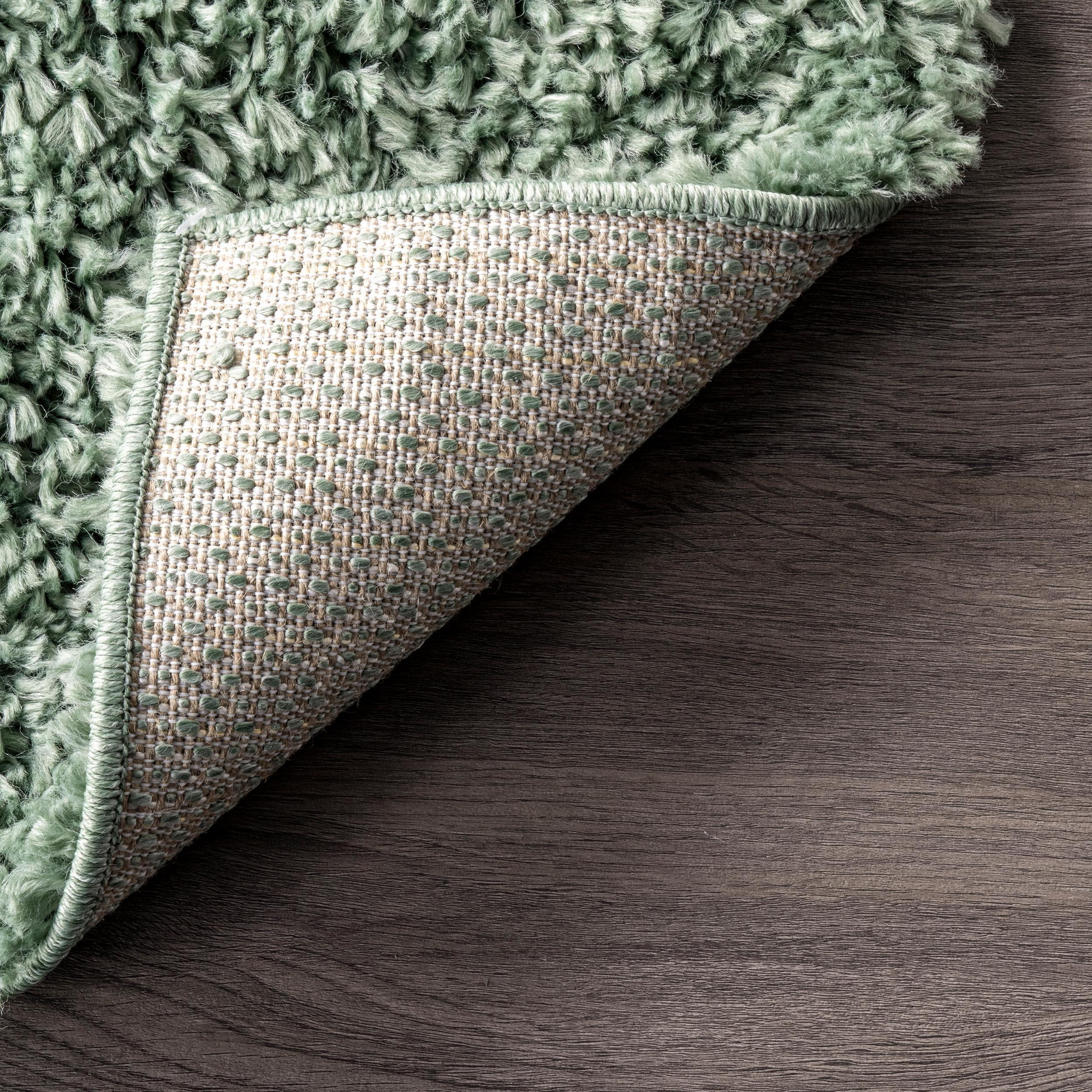 Nuloom Kara Solid 6 Round Shag Indoor Area Rug for Living Room Bedroom Dining Room Nursery, Green