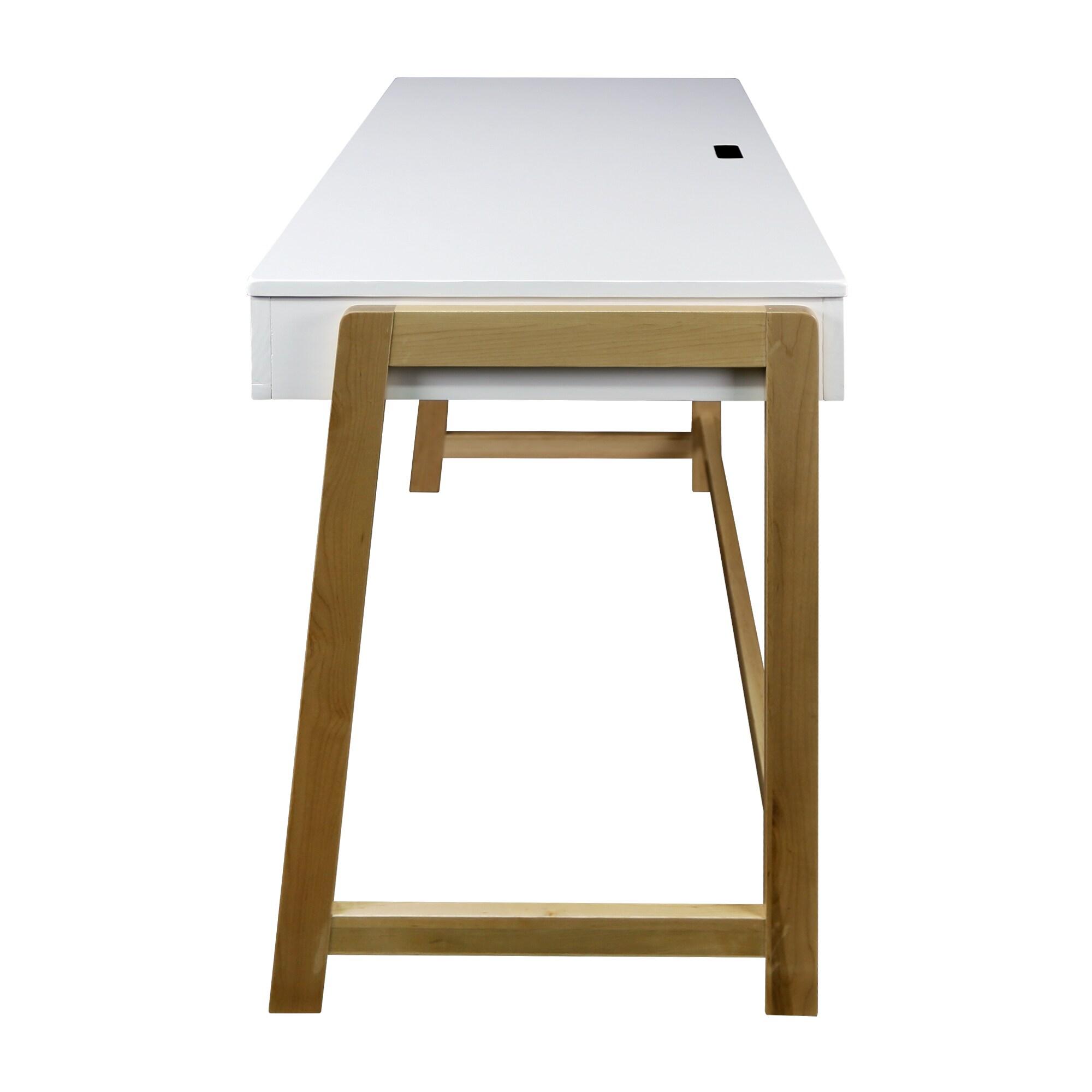 Indoor Furniture Neorustic Smart Desk With Usb Ports - Two-Tone (White,Natural)
