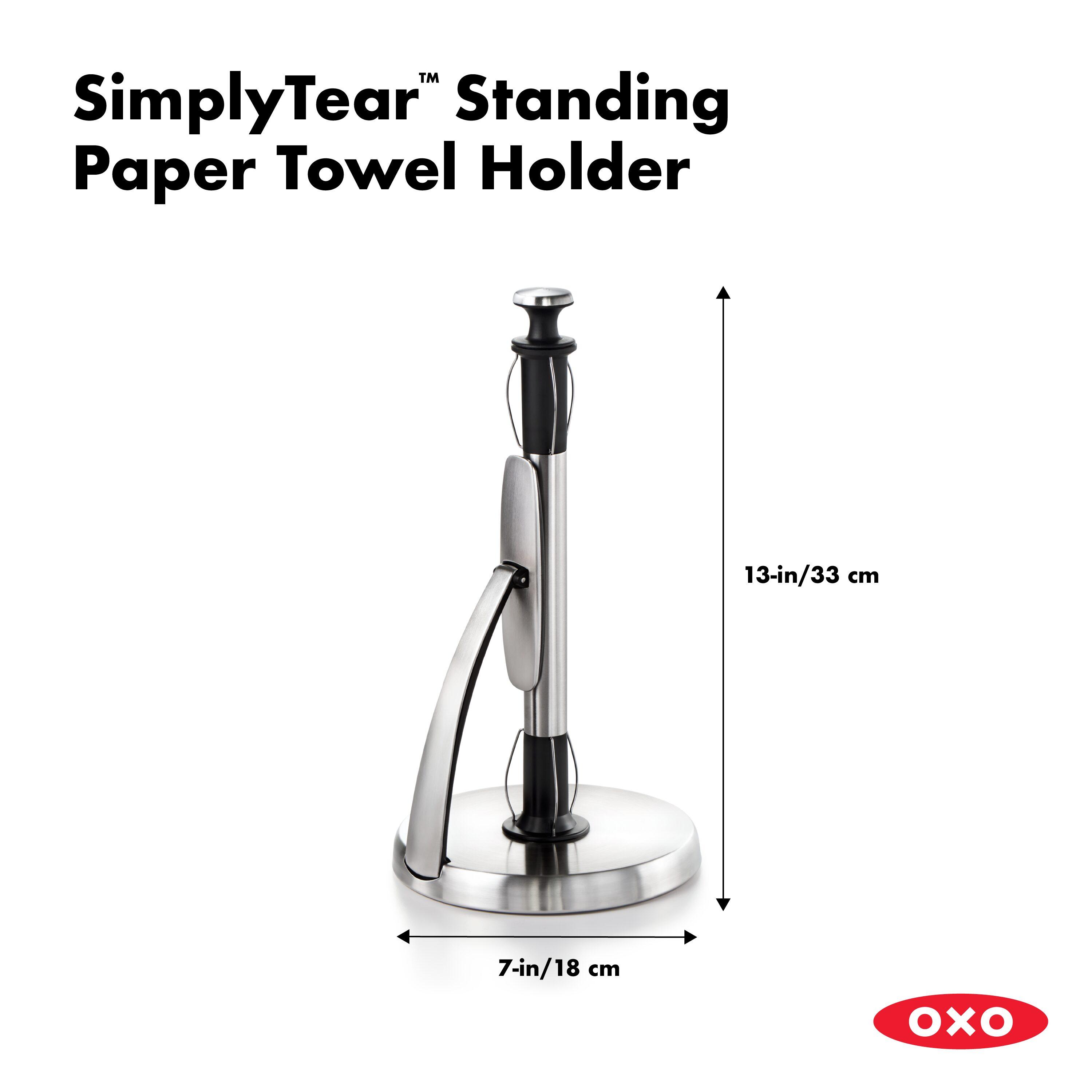 Stainless Steel and Black Freestanding Paper Towel Holder