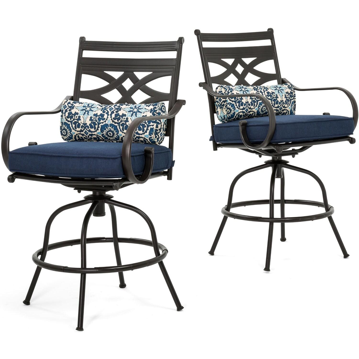 Hanover Montclair 3 Pcs Steel Outdoor High-Dining Set, Navy Blue
