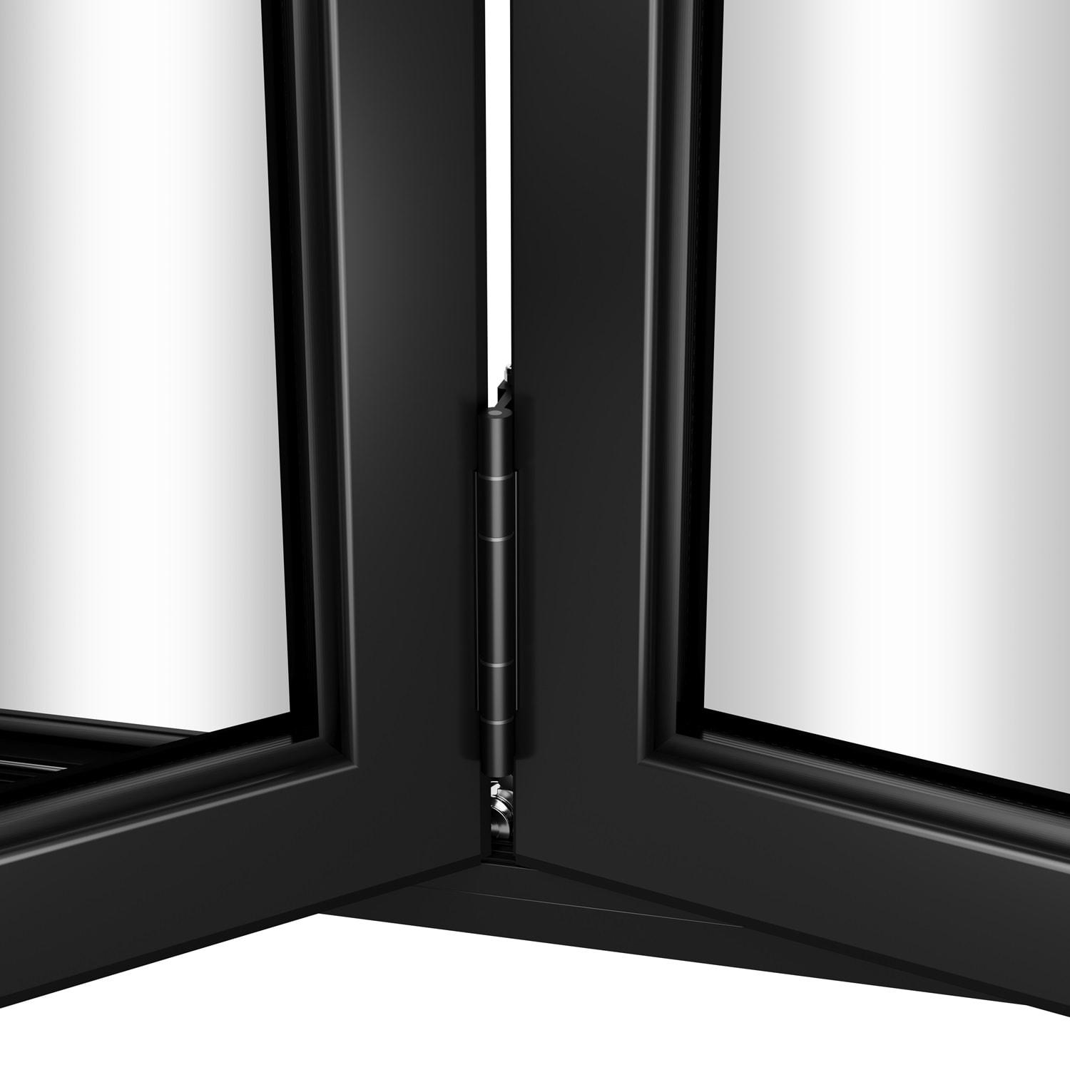 KaMic KaMic 96" inch - 3 Panels Glass Aluminum Folding Door In Black