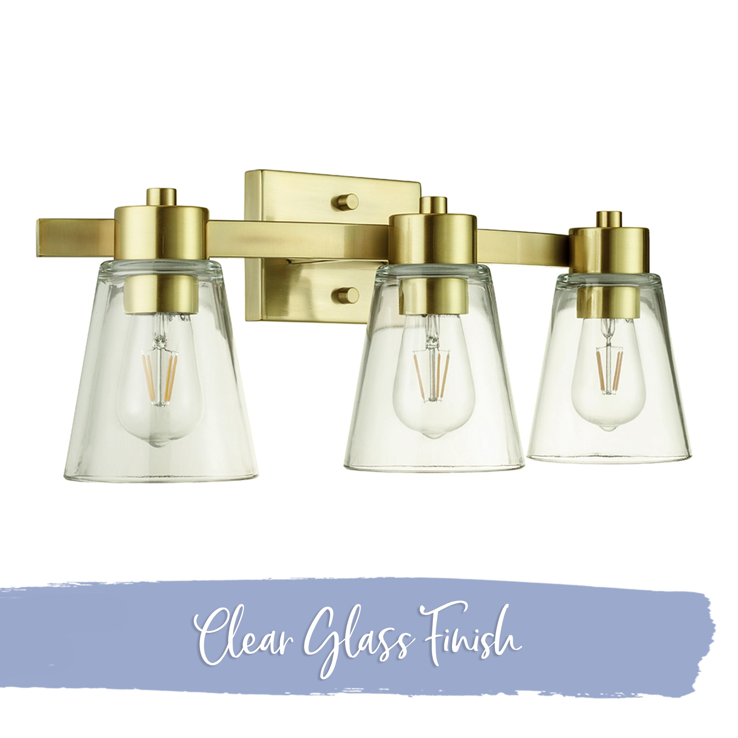 Prominence Home Fairendale 3-Light Soft Gold Bathroom Vanity Light with Clear Glass Shade