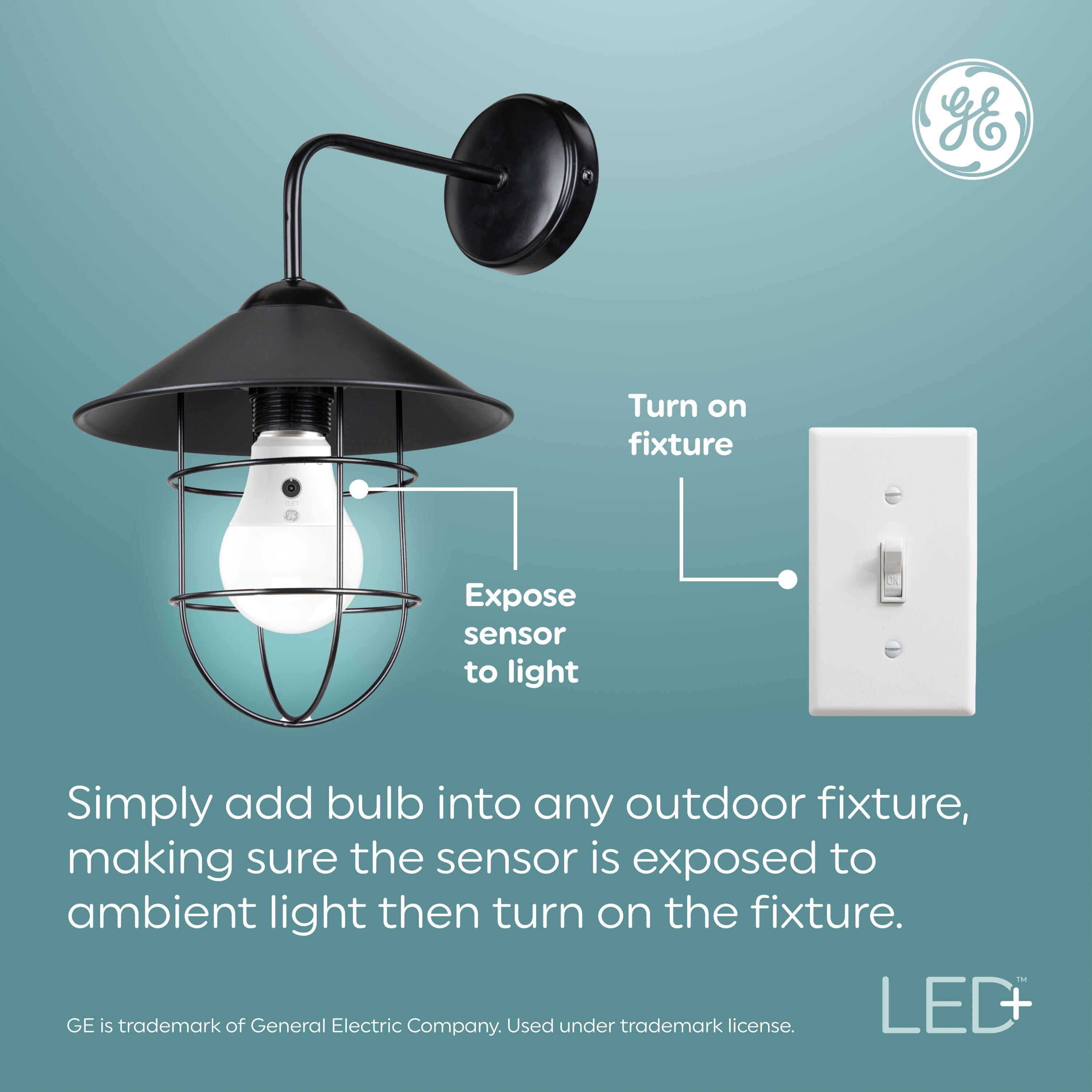 GE LED+ Dusk to Dawn A19 LED Light Bulb Daylight: 800 Lumens, 60W Equivalent, Energy Star Certified, E26 Base, 5000K
