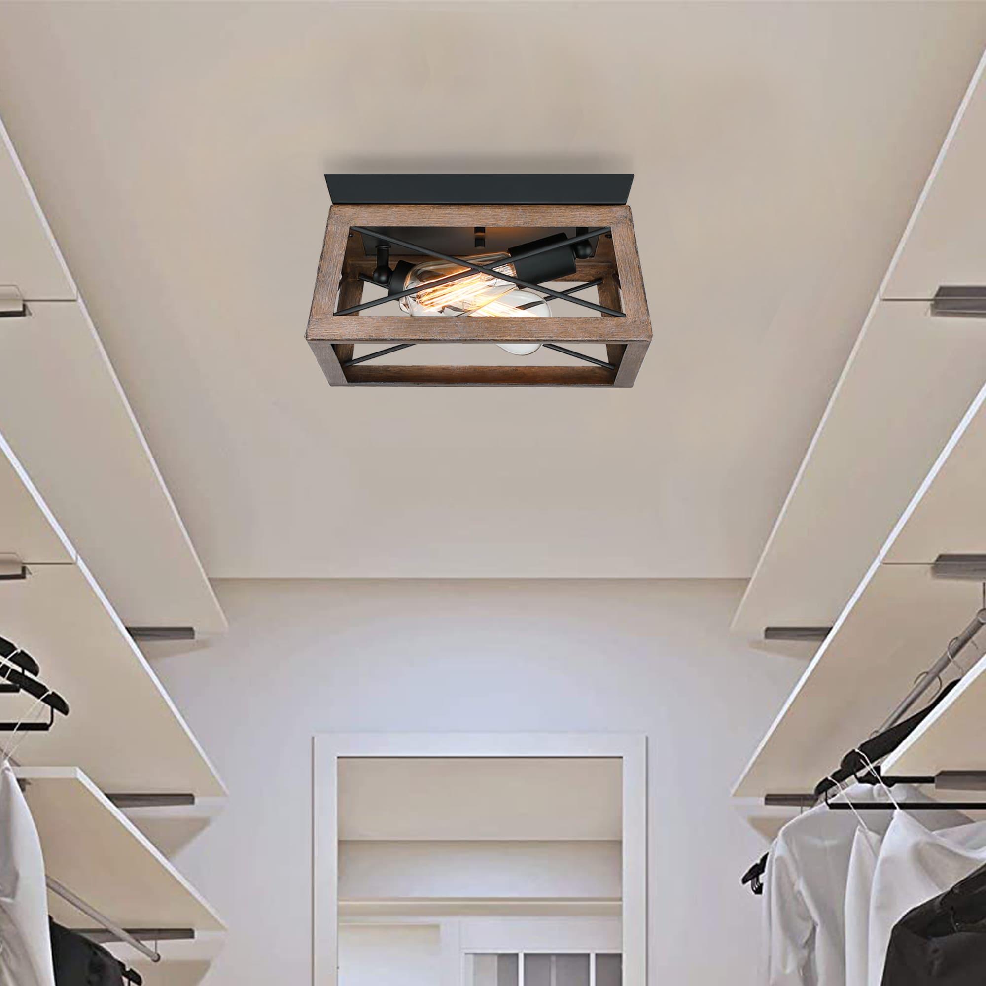 2-Light Finished Cage Classic Modern Dimmable Flush Mount Light