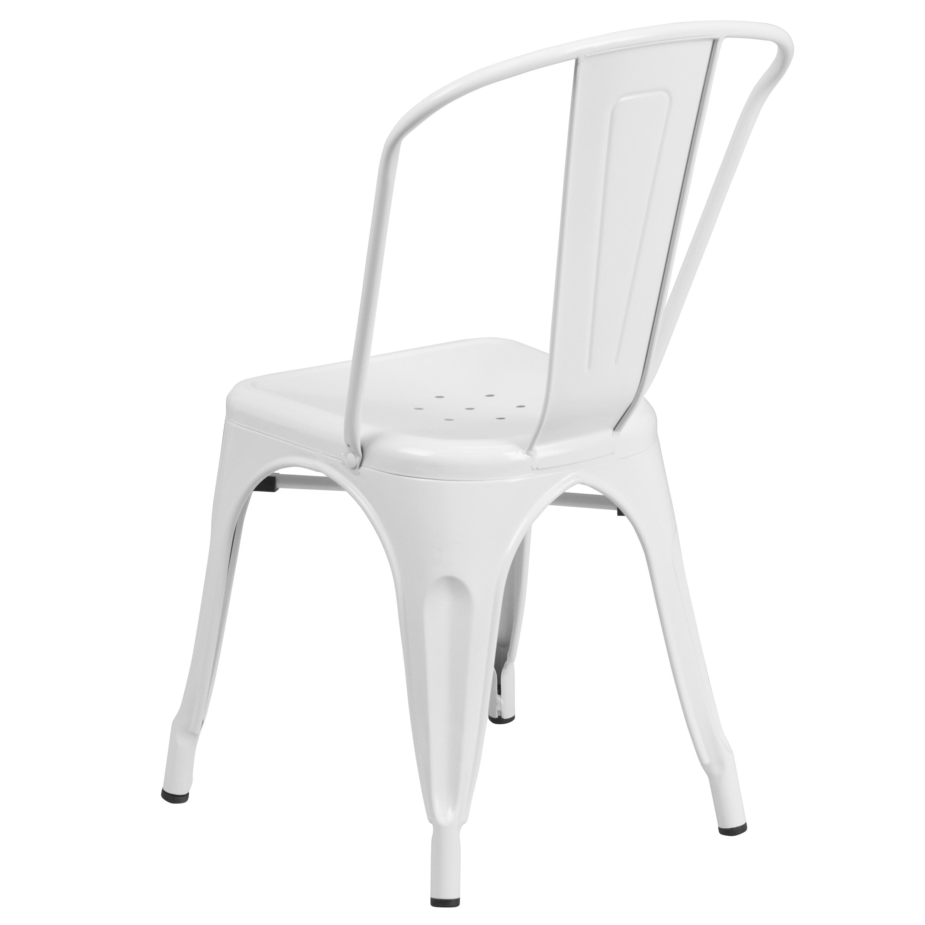 Flash Furniture Commercial Grade White Metal Indoor-Outdoor Stackable Chair