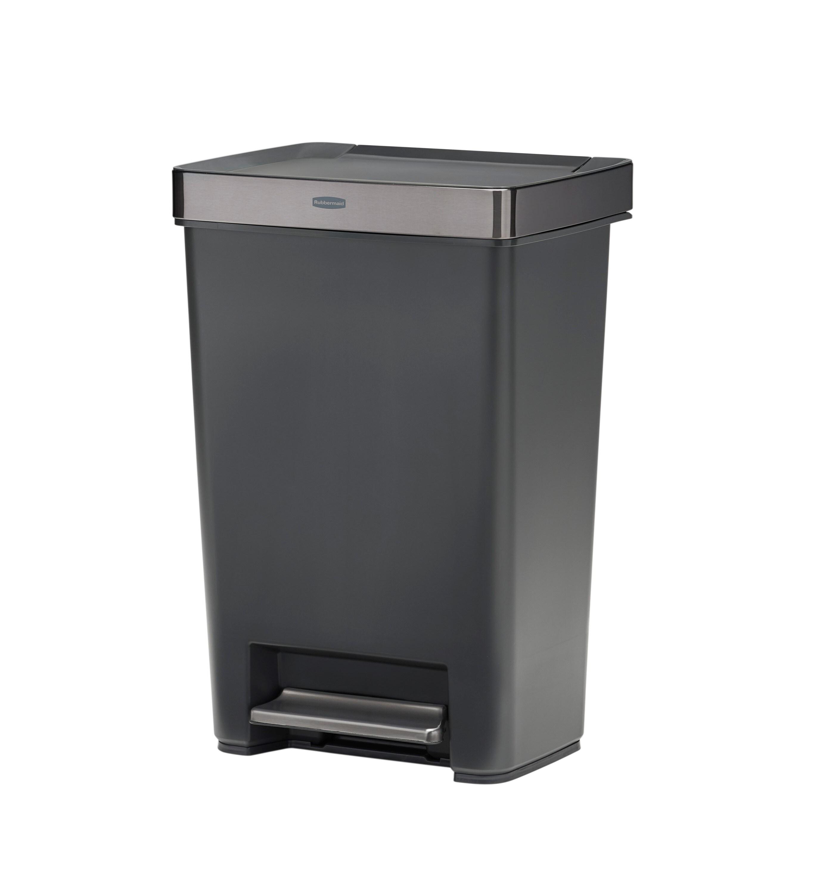 Rubbermaid Premier Series III 13 gal Gray Plastic/Stainless Steel Step On Trash Can